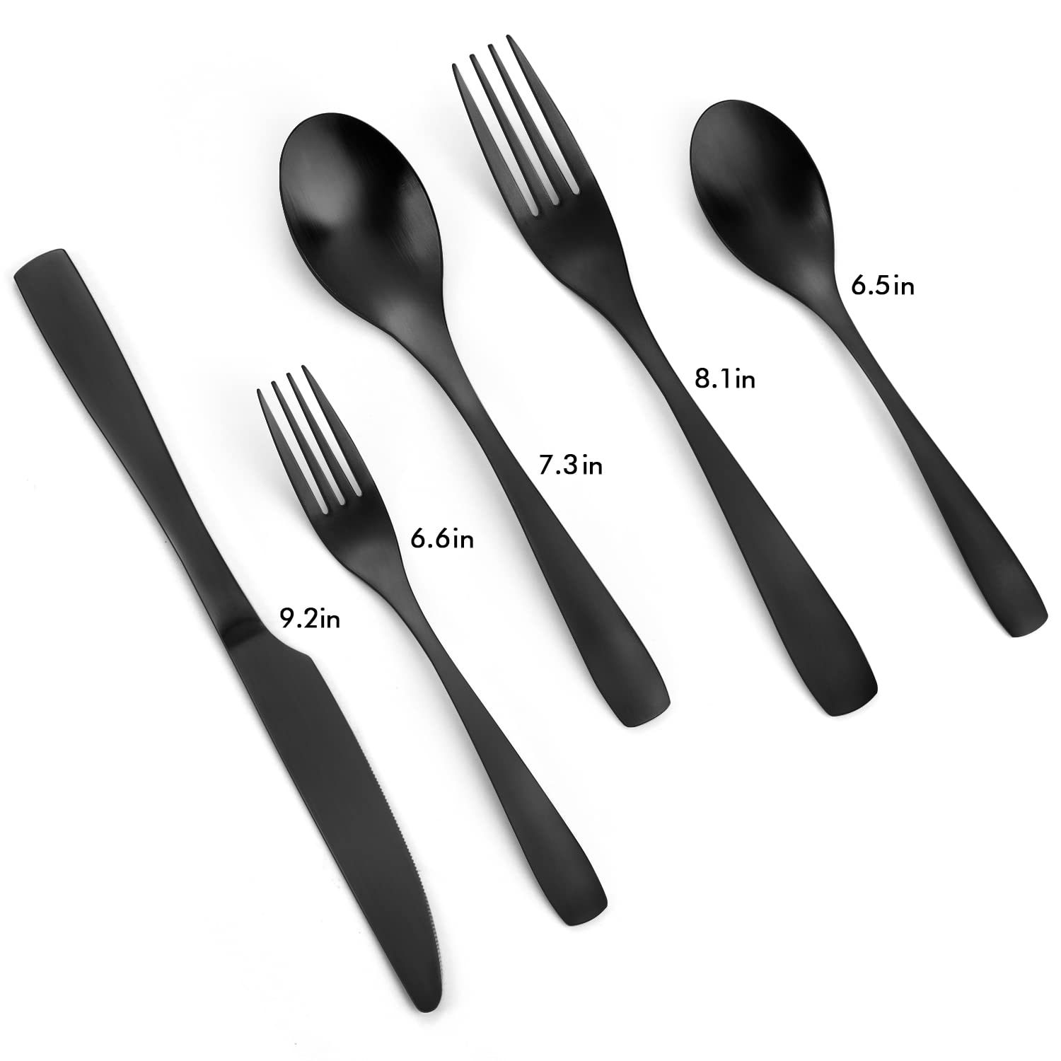 Matte Black Silverware Set, Bysta 20-Piece Stainless Steel Flatware Cutlery Set For 4, Satin Finish, Dishwasher Safe, Nice Box P