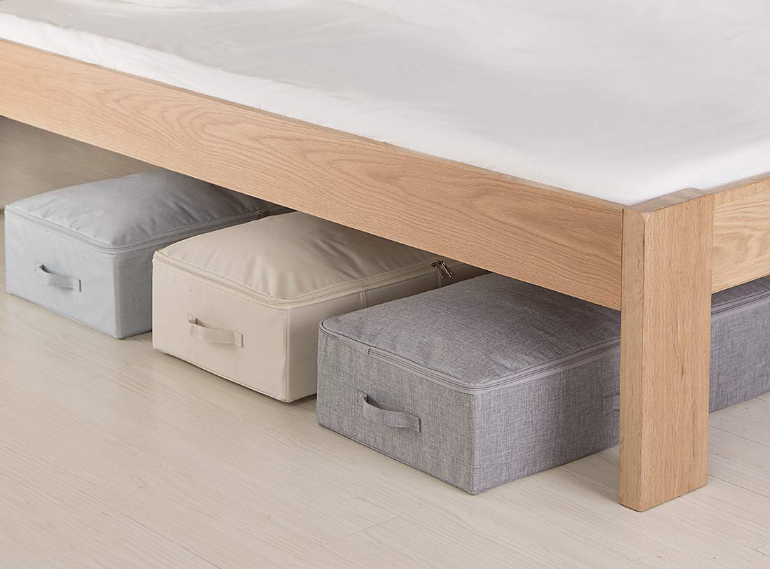 iwill CREATE PRO 3 Pcs Collapsible Rigid Storage Bins for Underbed Organiser, Folding Fabric Storage Boxes for clothing, Blanket