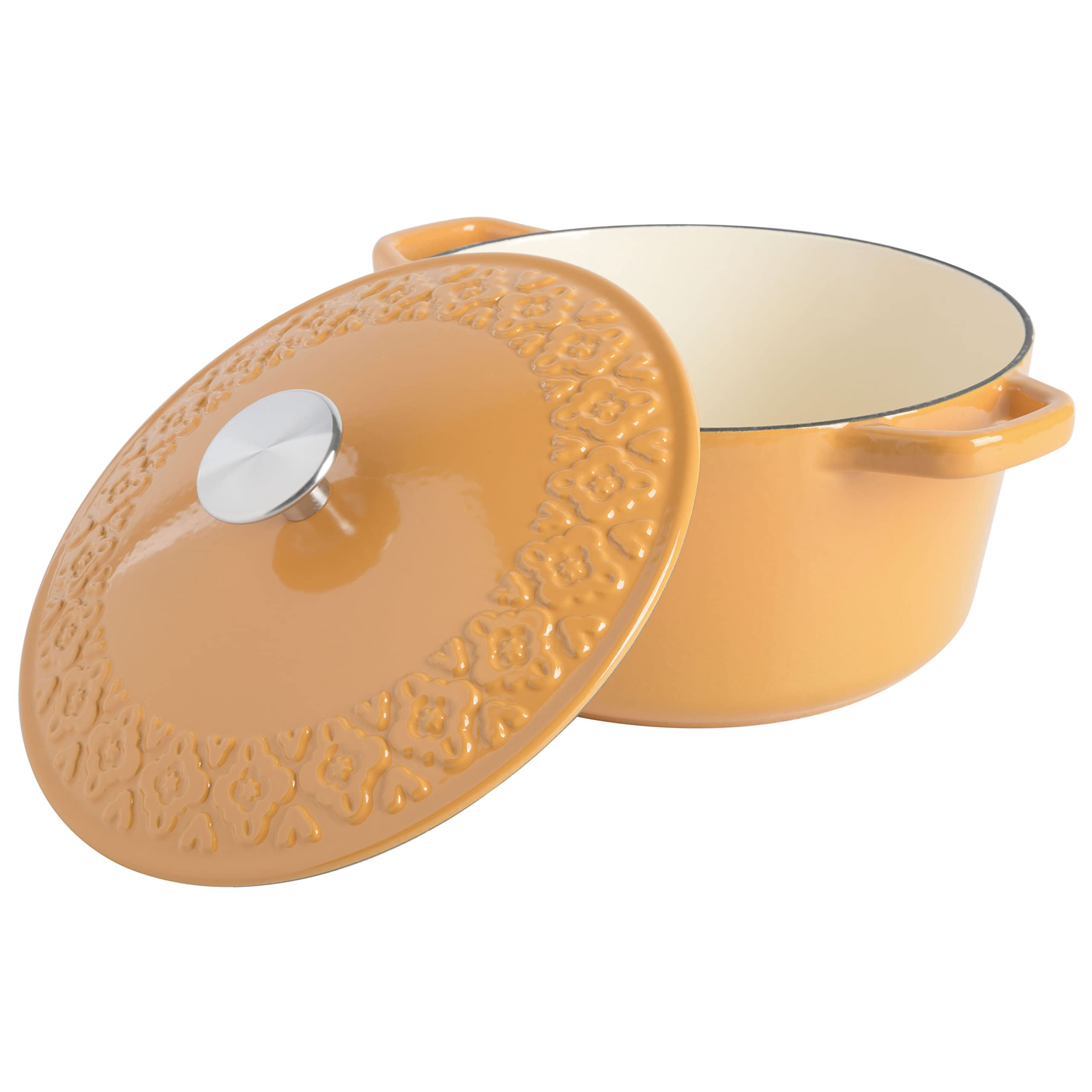 Spice By Tia Mowry 3.5 Qt Enameled Cast Iron Dutch Oven W/Embossed Lid - Honey Gold (87075.02R)