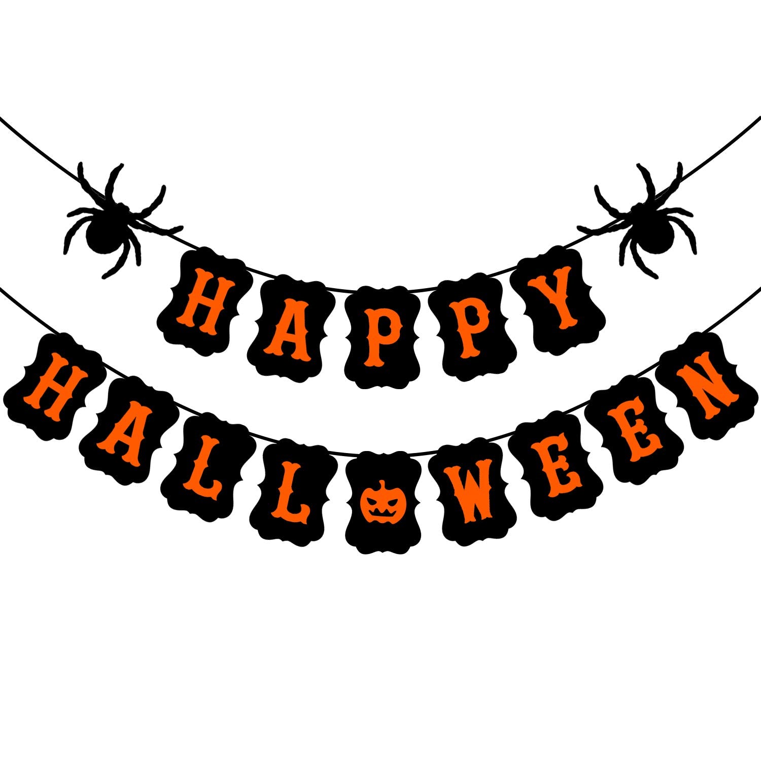 Jozon Happy Halloween Banner Halloween Bunting Banner Garland With Spider Pumpkin Sign For Halloween Party Decorations Halloween