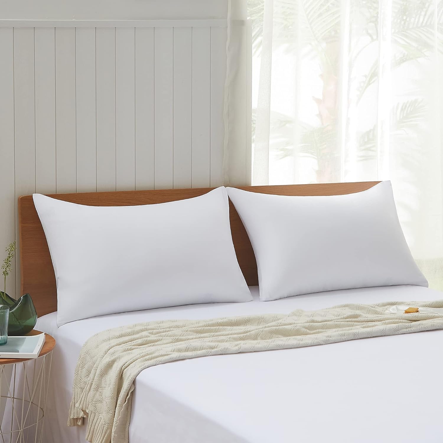 Hoolloomooloo 20X26 Inch Set Of 2 Pillow For Sleeping, Soft Pillows For Stomach And Back Sleepers, Standard, Set Of 2, White, 51