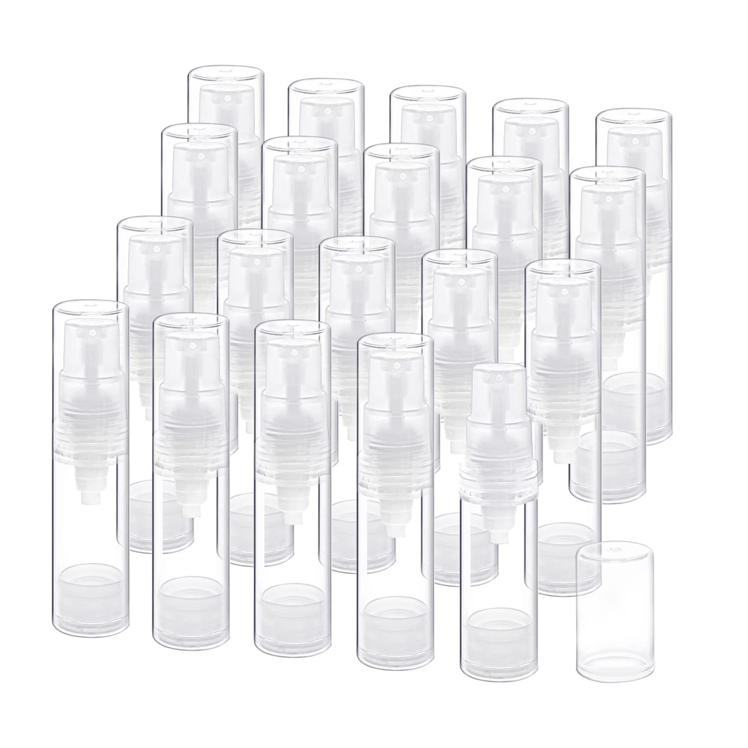 BOSMIOW 20 Packs Airless Lotion Pump Bottles 5ml Vacuum Pump Bottle Cosmetic Cream Dispenser Travel Refillable Containers