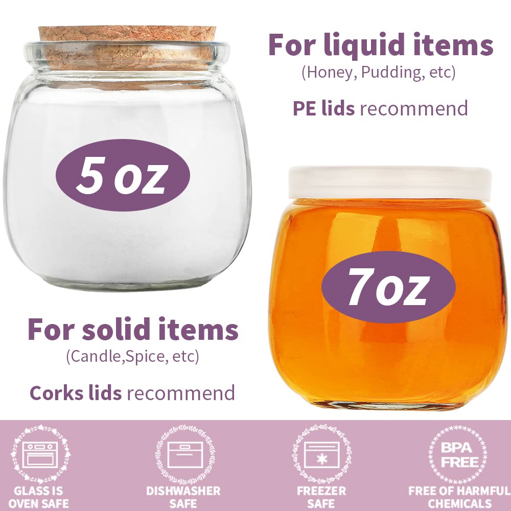 Syntic 40 Pack Small Glass Jars With Cork Lids, 7Oz Empty Candle Jars For Making Candles, Yogurt Container With Pe Lids For Wedd