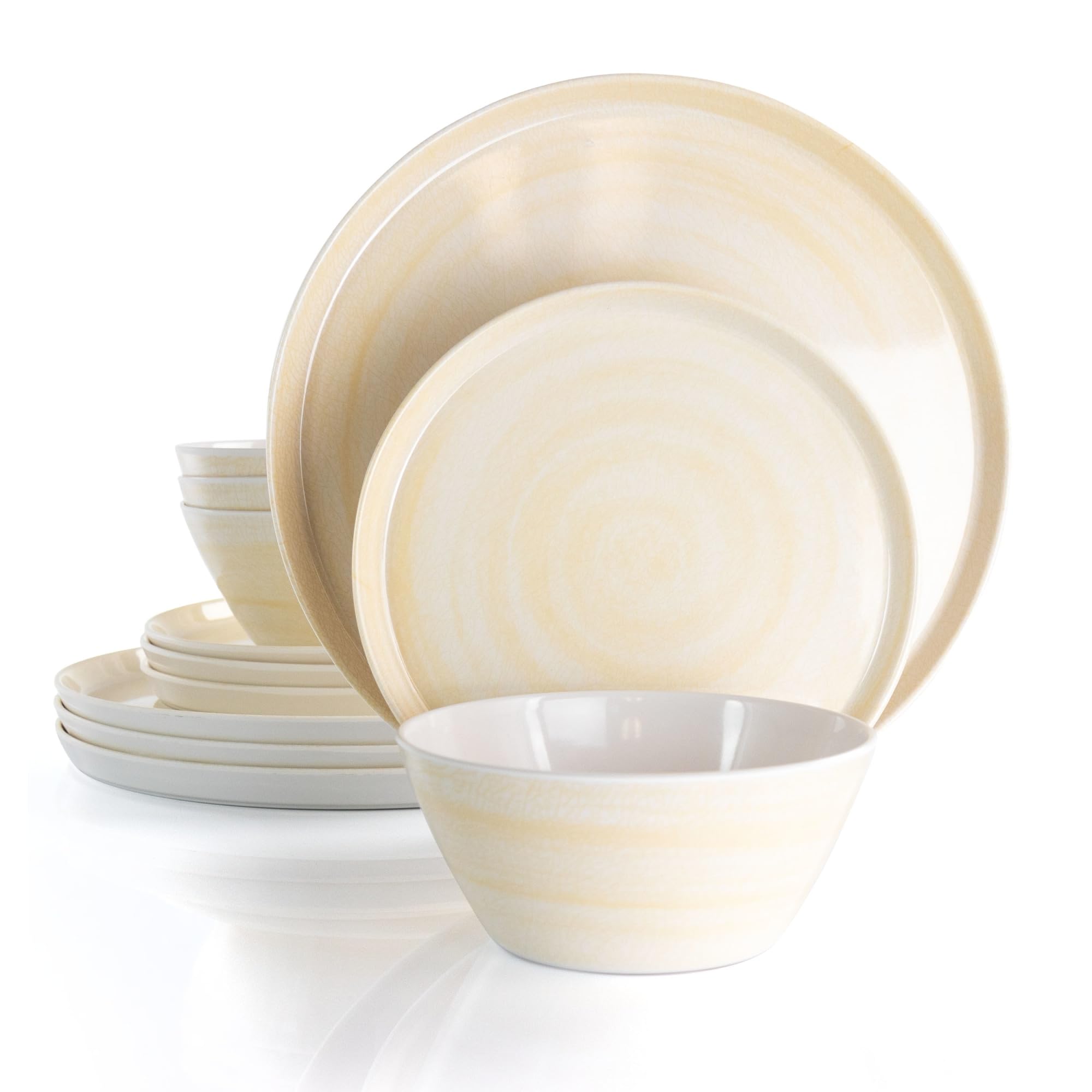 Elama Lightweight Dinnerware Set, 12 Piece, Cream