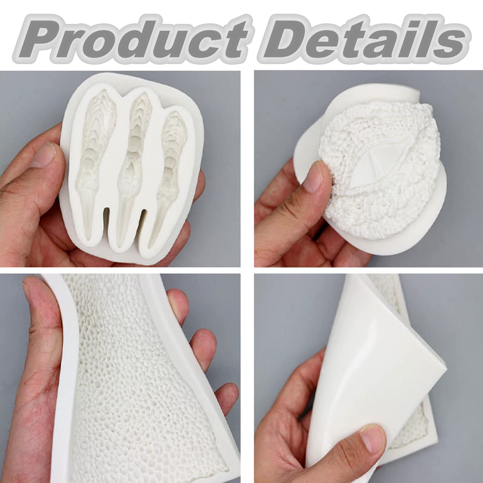 Dragon Silicone Fondant Molds, Gasusen Silicone Dinosaur Claws Skin Eyes Mold For Baking, Cupcake Cake Decorating, Candy, Chocol