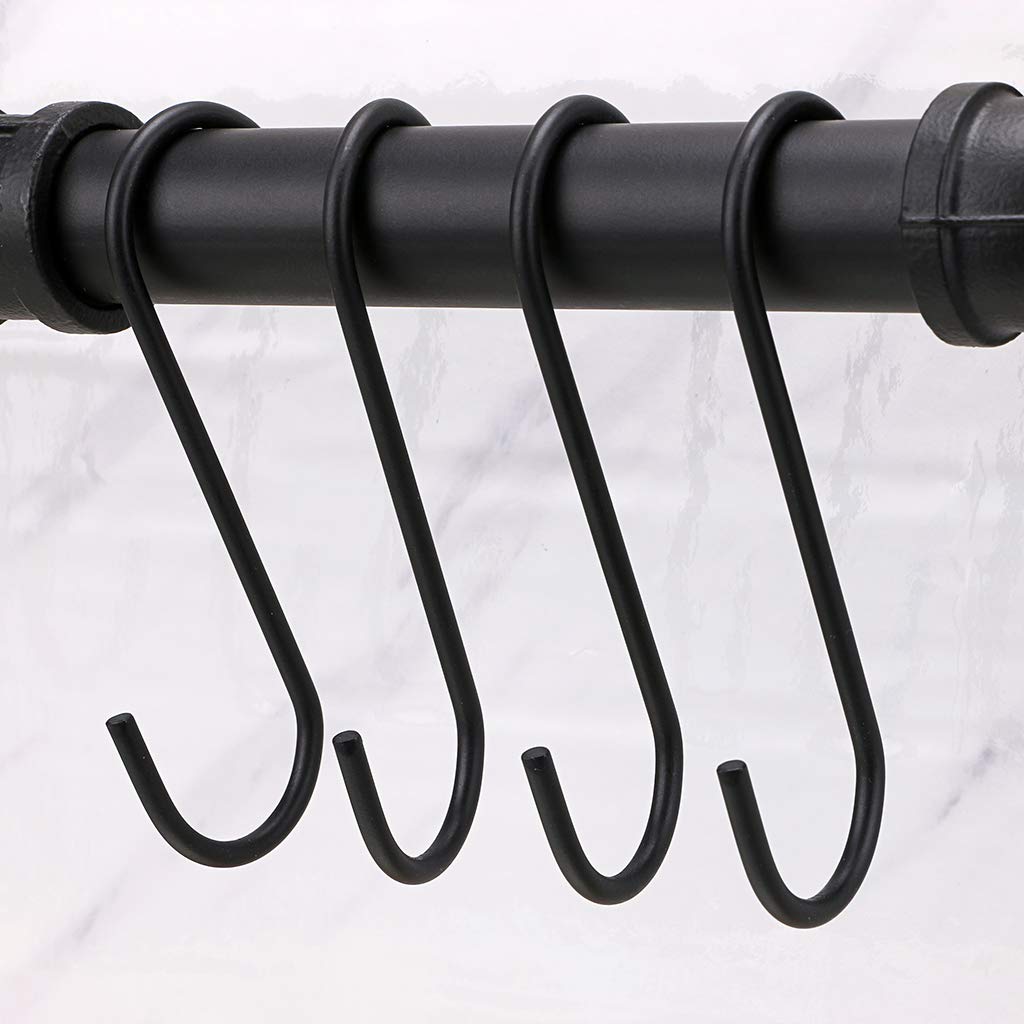 Sumnacon 16 Inch Industrial Pipe Pan Pot Rack With 8-Hooks, Wall Mounted Metal Rail Kitchen Utensil Pot Pan Lid Storage Organize