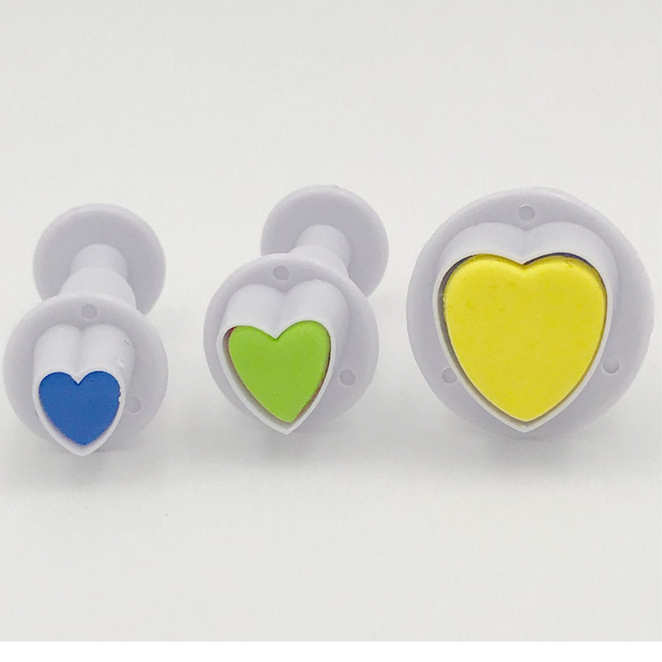 Gobaker Heart Shaped Plunger Cutter Molds Fondant Sugarcraft Cake Cupcake Toppers Decorating Tool Diy Mold, 3-Pack