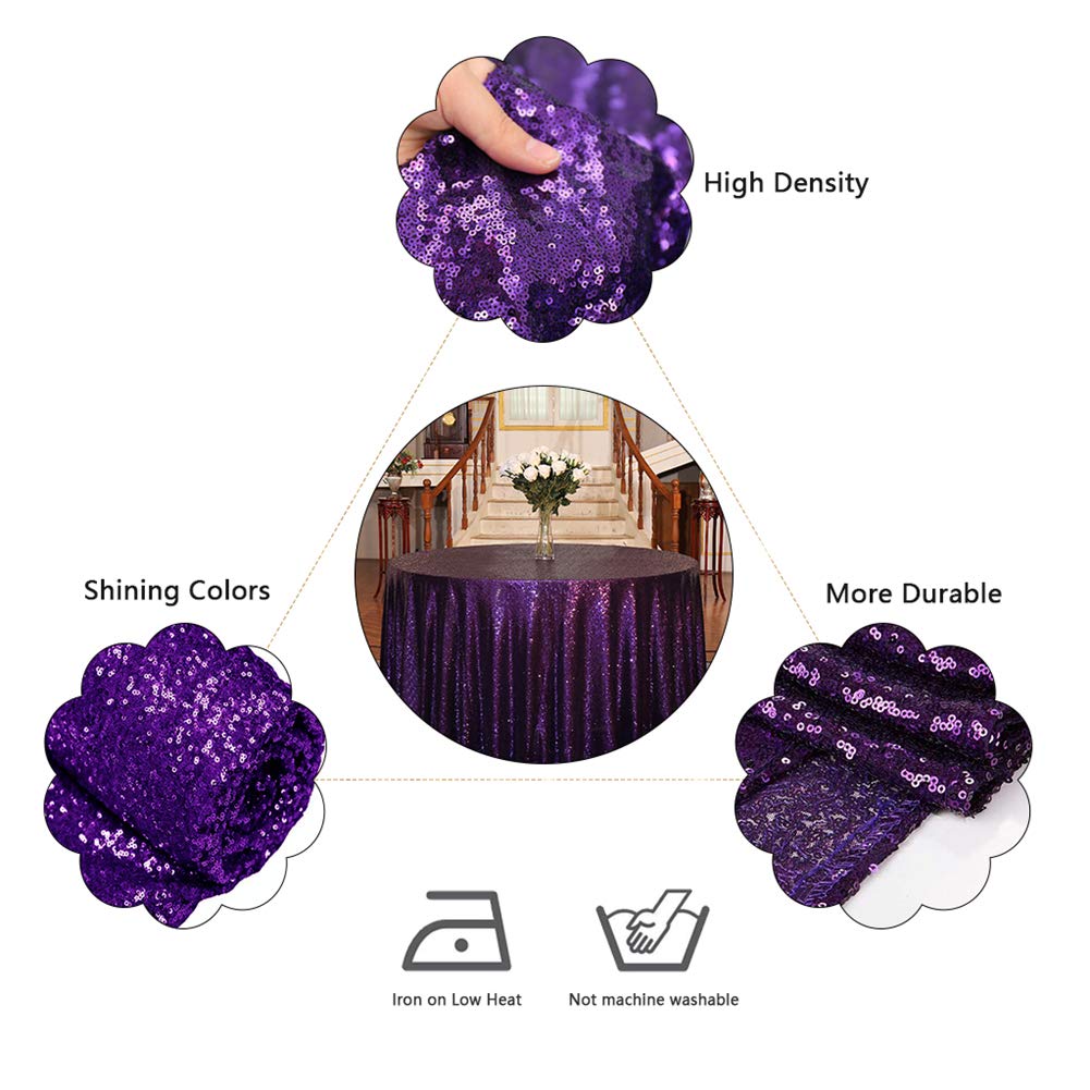 Eternal Beauty Sequin Tablecloth,Sparkly Table Cloth For Wedding Party, Christmas Decorations Round Glitter Tablecloth (48'', Pu