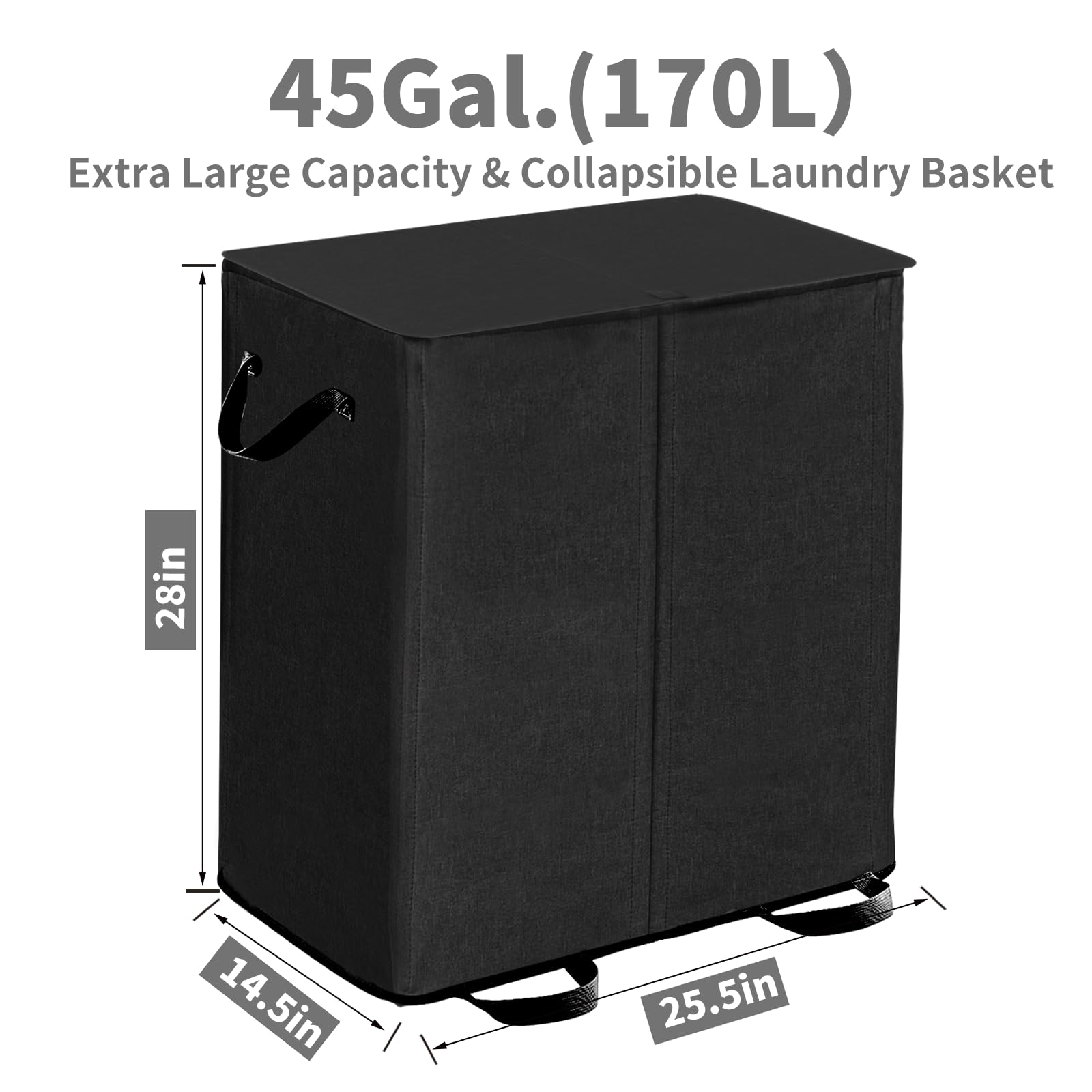 Bettmorrow 170L Double Laundry Hamper With Lid And Removable Bags, Laundry Basket 2 Section, Double Hampers For Laundry, Large D
