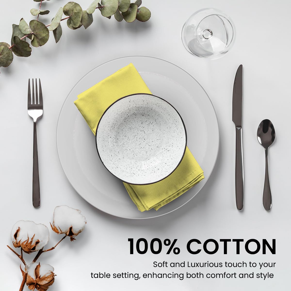 Napkins Pack Of 12|Dinner Cloth Napkins|Calicot Dinner Cotton Napkins 18X18 Inches|Washable & Reusable Napkins For Birthday Part