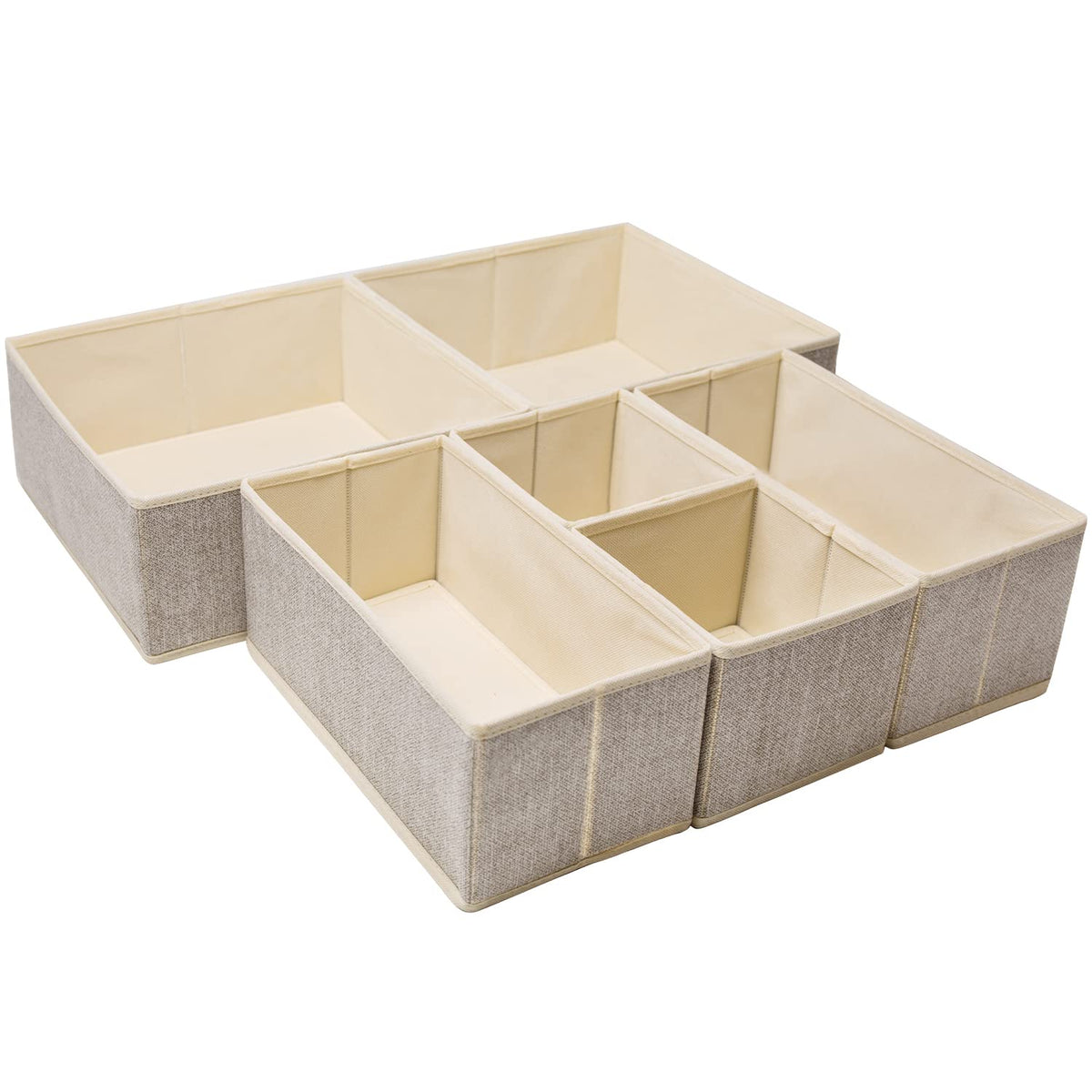 Criusia Underwear Drawer Organizer, 6 Set Foldable Underwear Drawer Organizer and Closet Dividers,Storage Box for Clothes, Socks