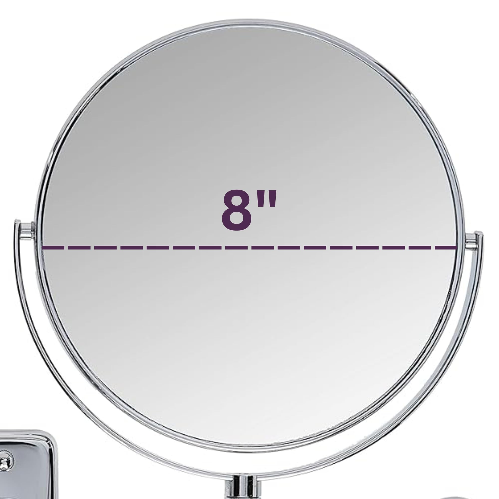 Jerdon 8-Inch Two-Sided Swivel Wall Mount Mirror - Makeup Mirror With 8X Magnification & 13.5 Inch Wall Extension - Nickel Finis