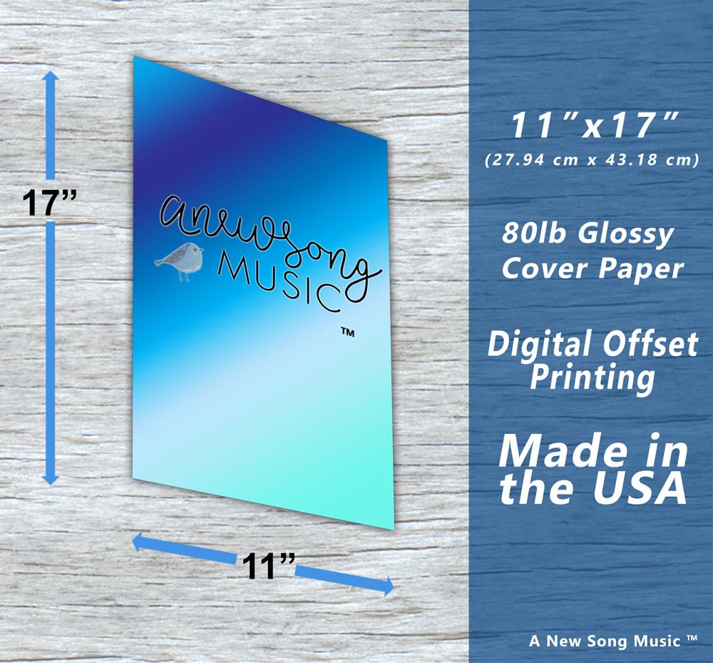 A New Song Music 4 String Bass Instructional Chart - Fretboard Notes Poster, Nashville Numbering System, 11"x17", Classic 2023