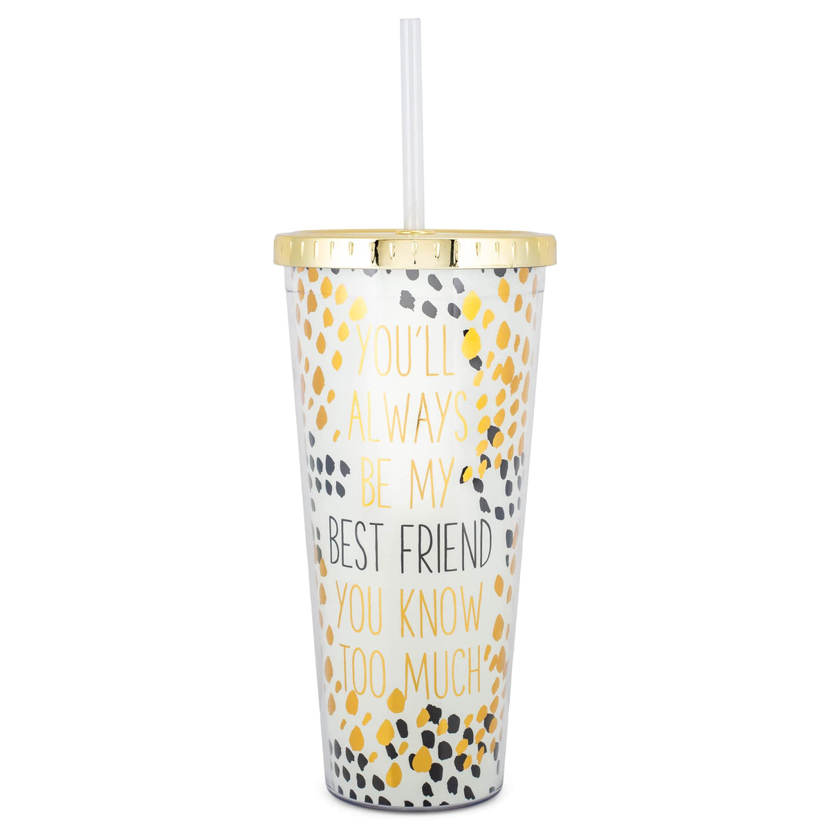 Mary Square Always Be My Best Friend Know Too Much 24 Ounce Acrylic Travel Tumbler With Straw