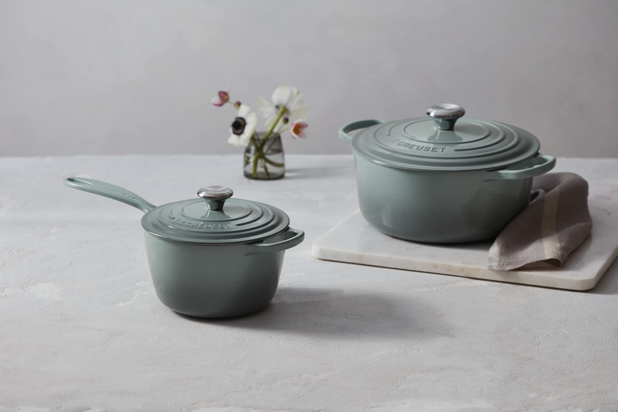 Le Creuset Enameled Cast Iron Signature Saucepan, 2.25 Qt., Sea Salt
