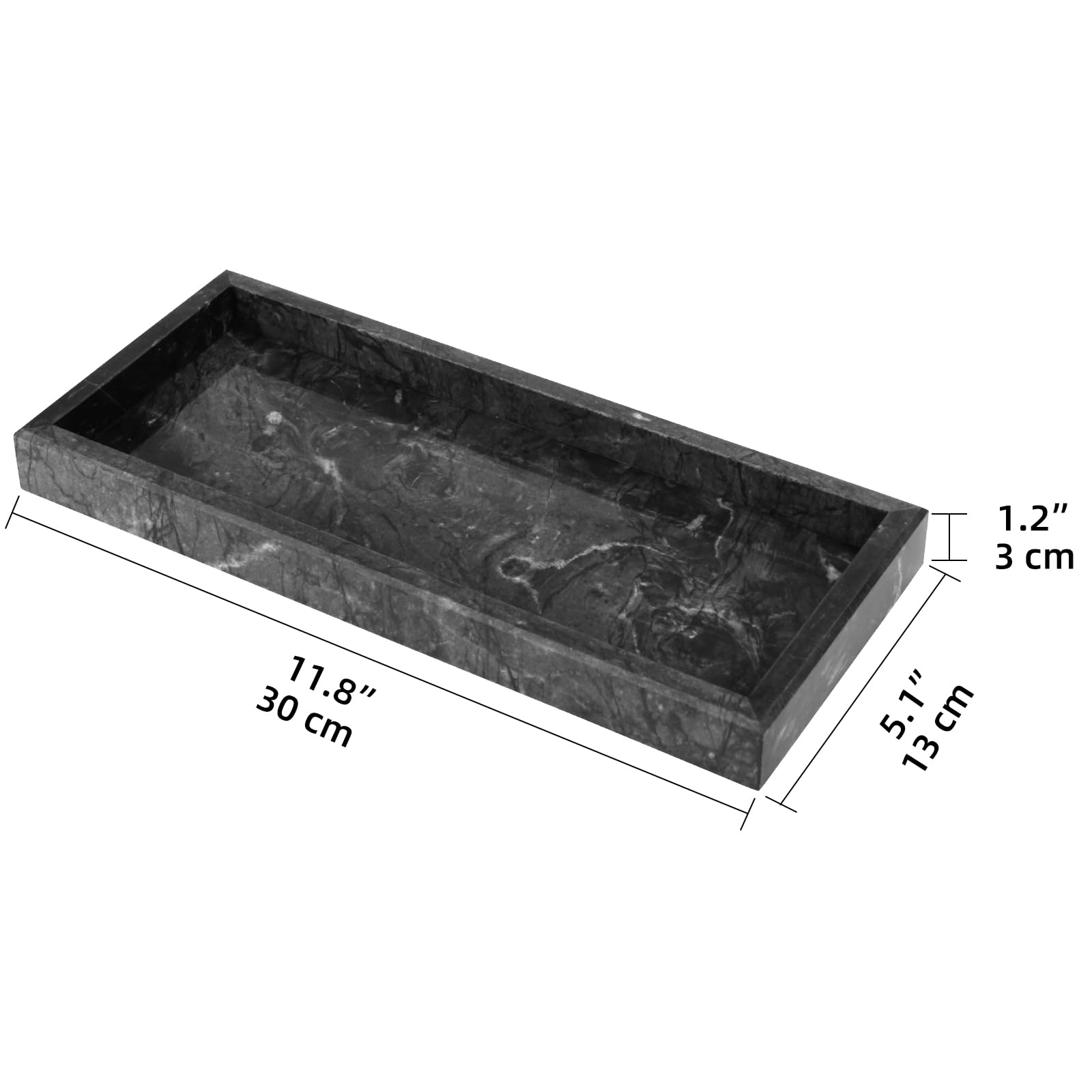 Marble Bathroom Vanity Tray, Natural Luxury Dark Brown Vanity Home Kitchen Bathroom Table Tray, Stone Decorative Countertop Dres