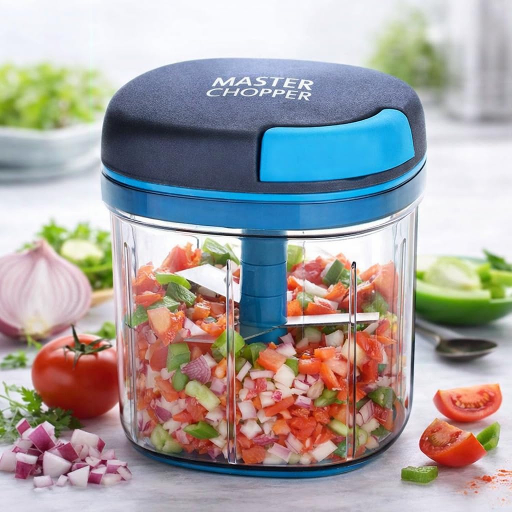 Jumbo Master Chopper 900Ml Xl Manual Vegetable & Fruit Cutter With 5 Stainless Steel Blades | BpaFree Multipurpose Kitchen Tool