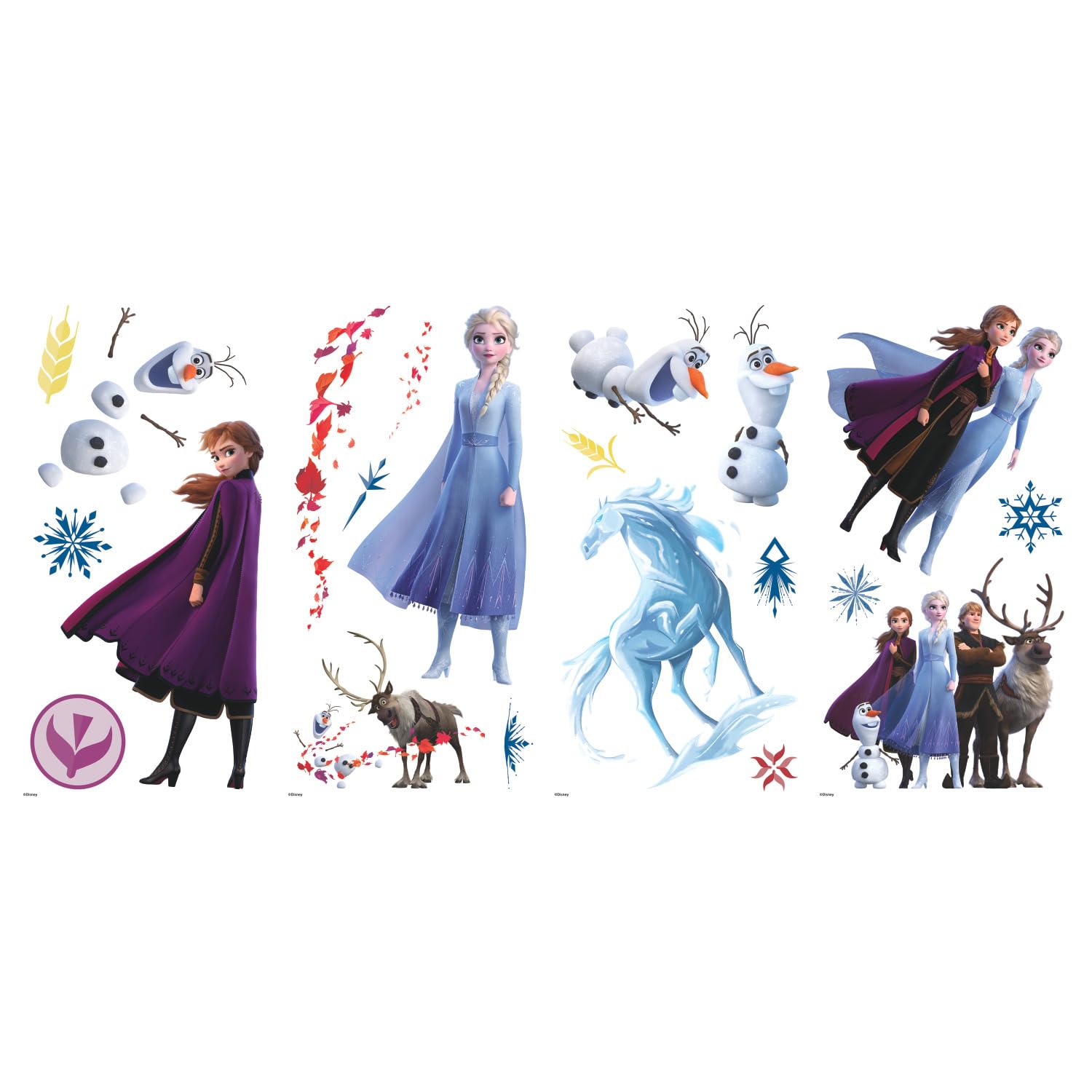 Roommates Rmk4075Scs Frozen Ii Peel And Stick Wall Decals, 1.86'' X 1.87'' X 7.12'' X 12.72 '', Blue. White, Purple