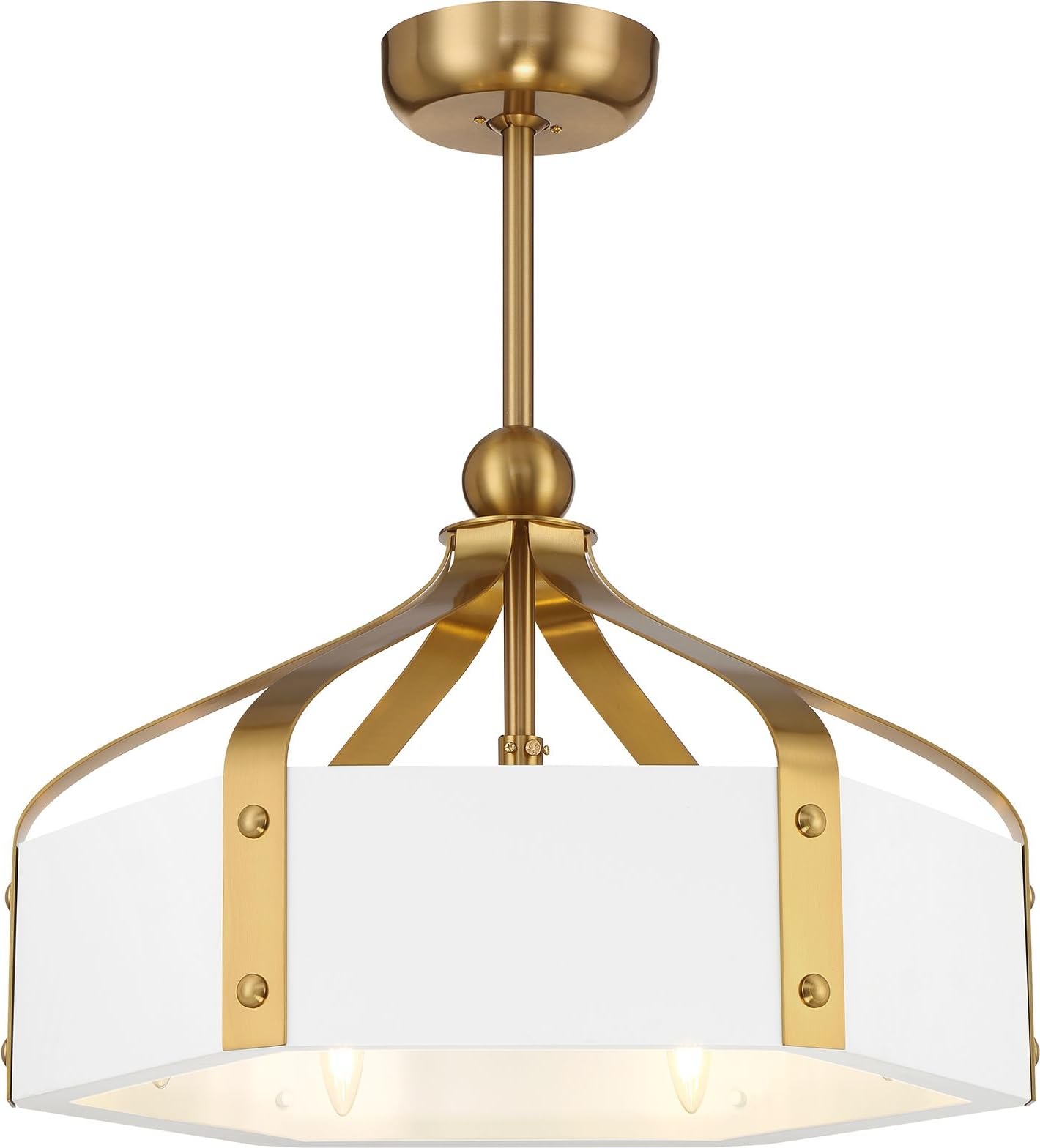 Savoy House Sheffield 14 in. Indoor White with Warm Brass Accents Ceiling Fan Dallier with LED Bulbs 26-FD-7806-142