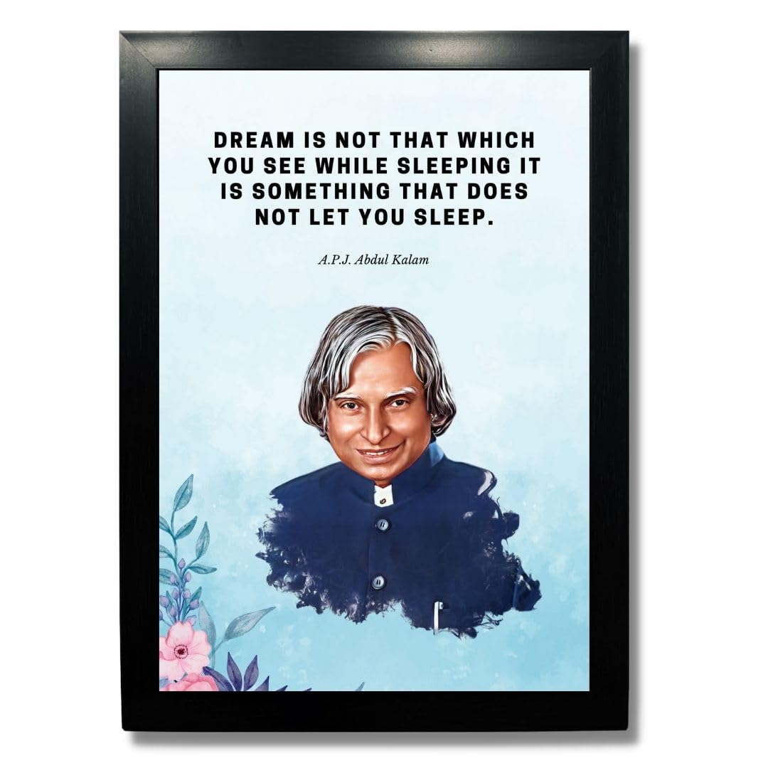 Kagaz Kala - Famous Personalities Digital Print With Motivation Quotes - Framed Quotes Poster - 13X10 Inches Synthetic (Apj Abdu