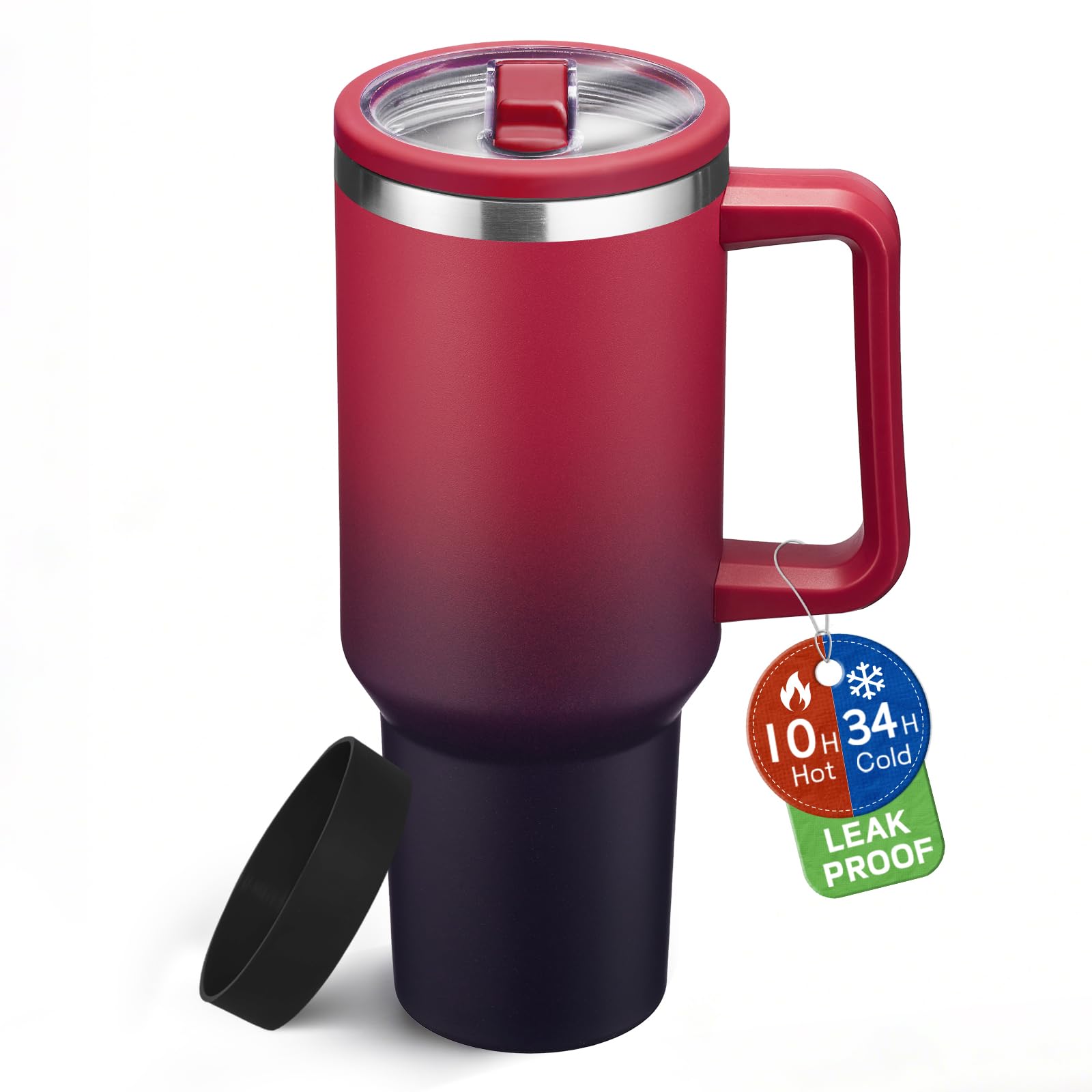 40oz Tumbler with Handle Stainless Steel WaterBottle  Leakproof Coffee Mug