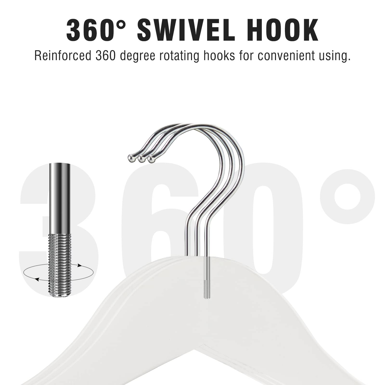 Techmilly 20 Pack Solid Wooden Suit Hangers, Heavy Duty Coat Hangers For Closet, Smooth Finish Clothes Hangers With 360 Swivel H