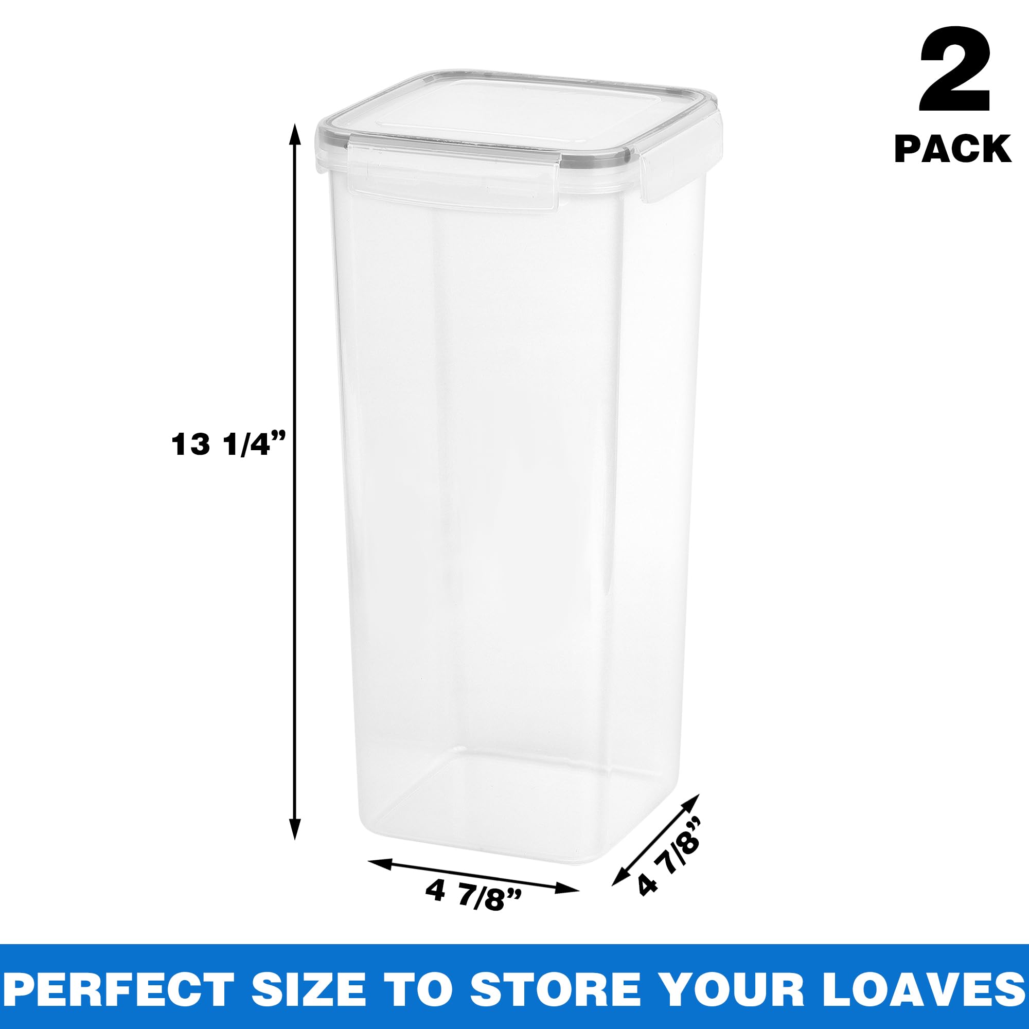 Tiawudi 2 Pack Bread Box, Plastic Bread Container, Bread Storage For Kitchen Counter, Bread Keeper With Airtight Lid, Tall Bread