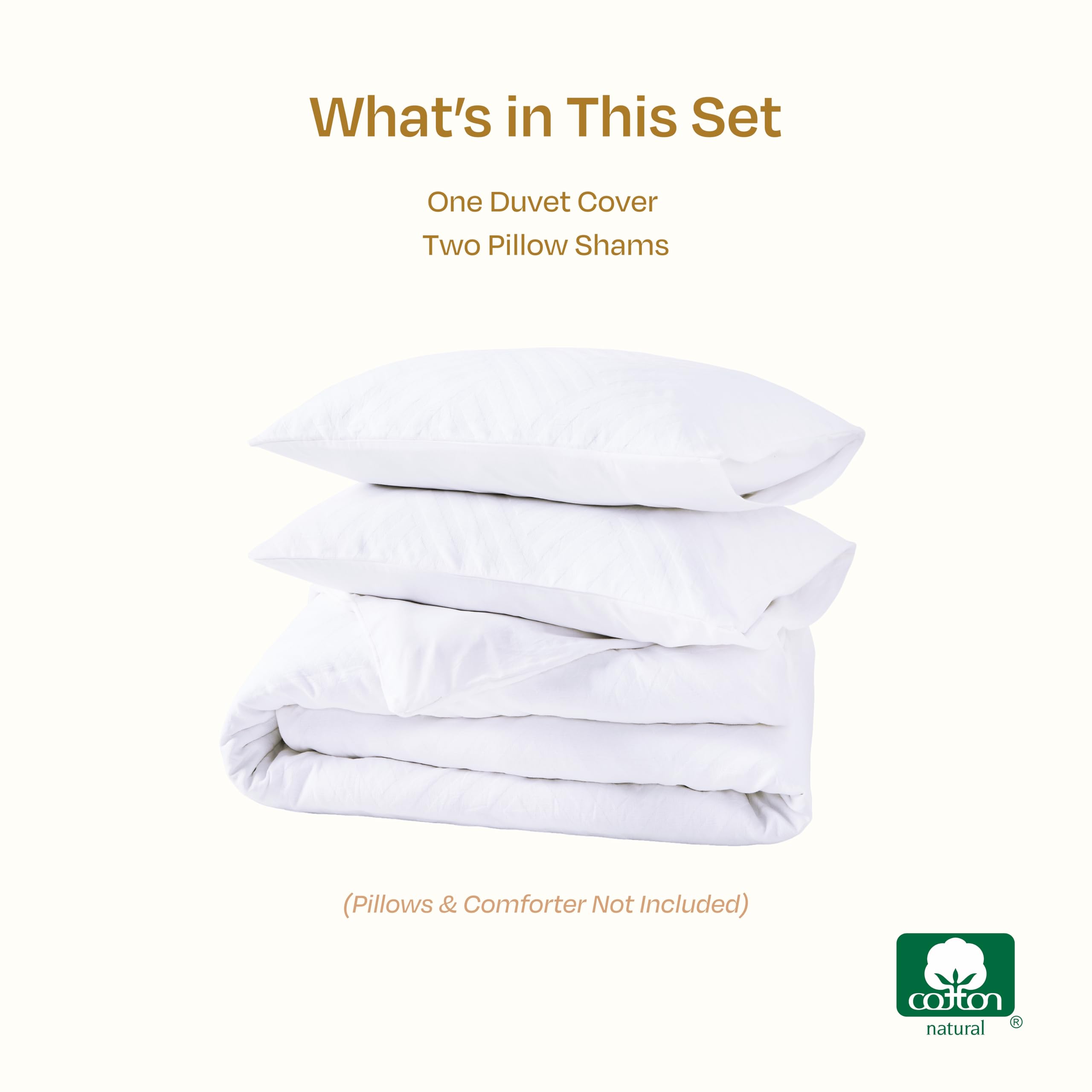 California Design Den Oversized King Duvet Cover, 100 Cotton, 3 Piece Set With Pillow Shams Soft Textured White Duvet Cover, 120