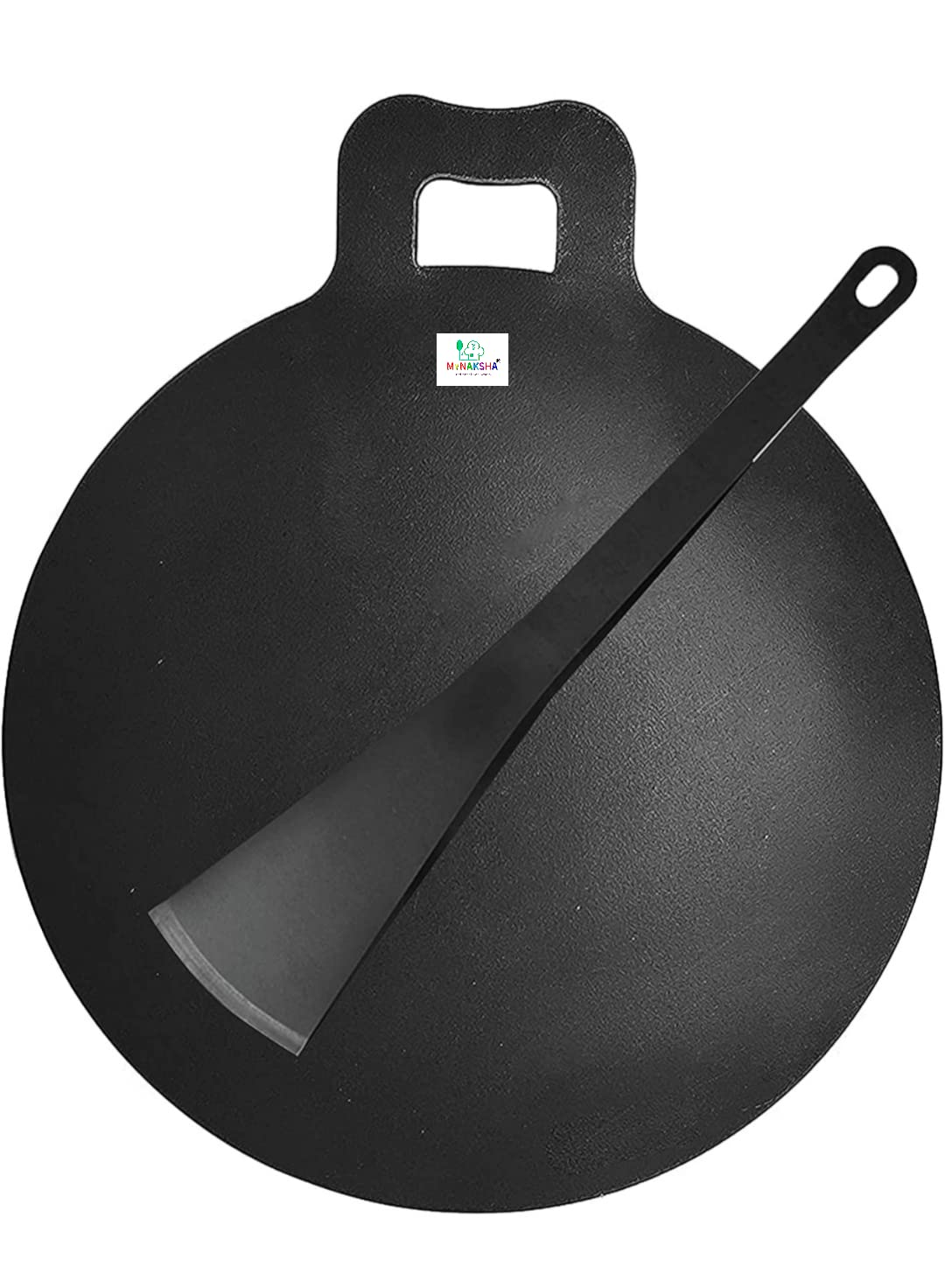 Nakshathra Iron Dosa Tawa Iron Dosa Kallu Cookwarelarge Size Dosa Iron Tawa - 14 In With Handle Export Quality, Black