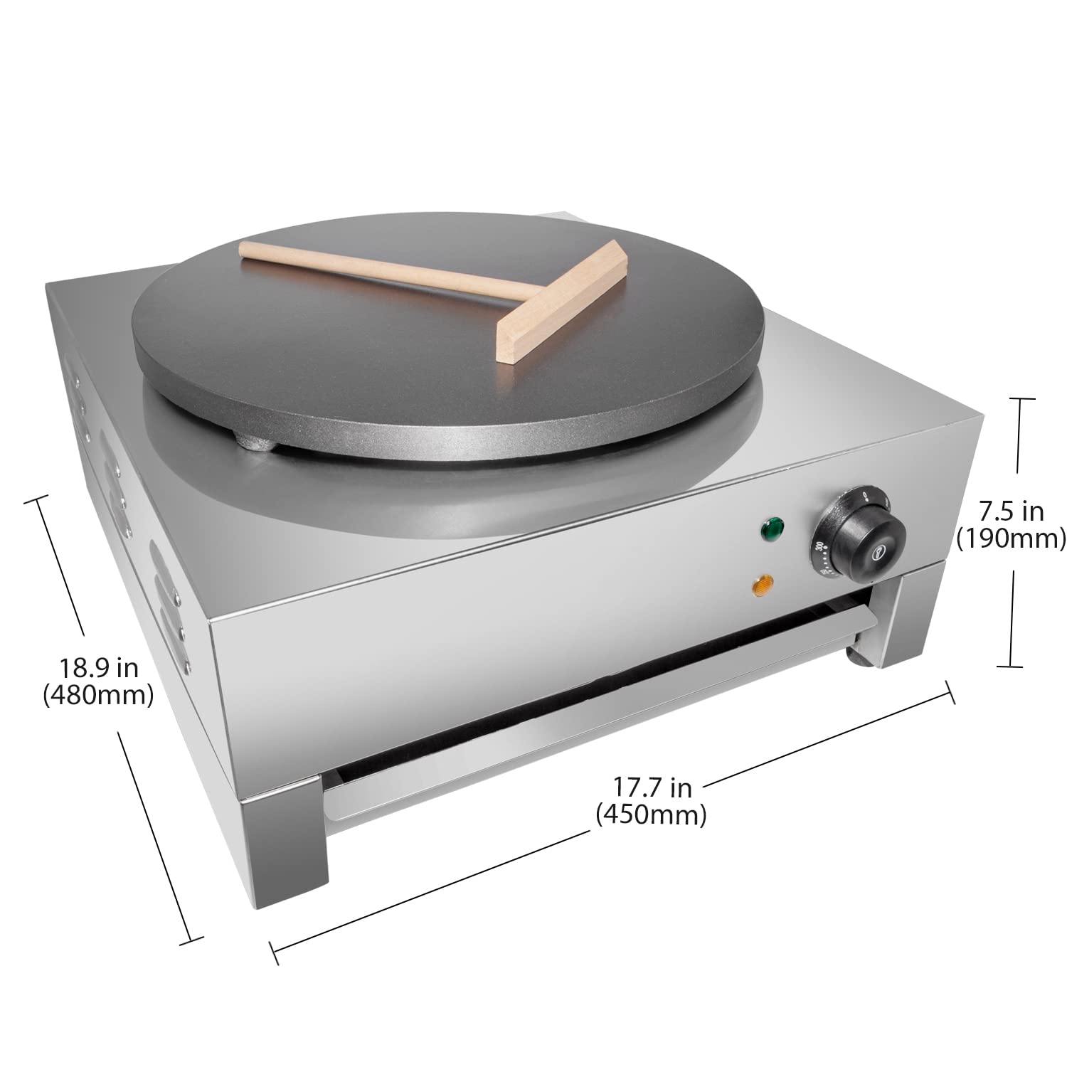 Aldkitchen Electric Crepe Maker, 16'' Commercial Electric Crepe Maker Pancake Griddle Machine Single Hotplate Non Stick | No Plu