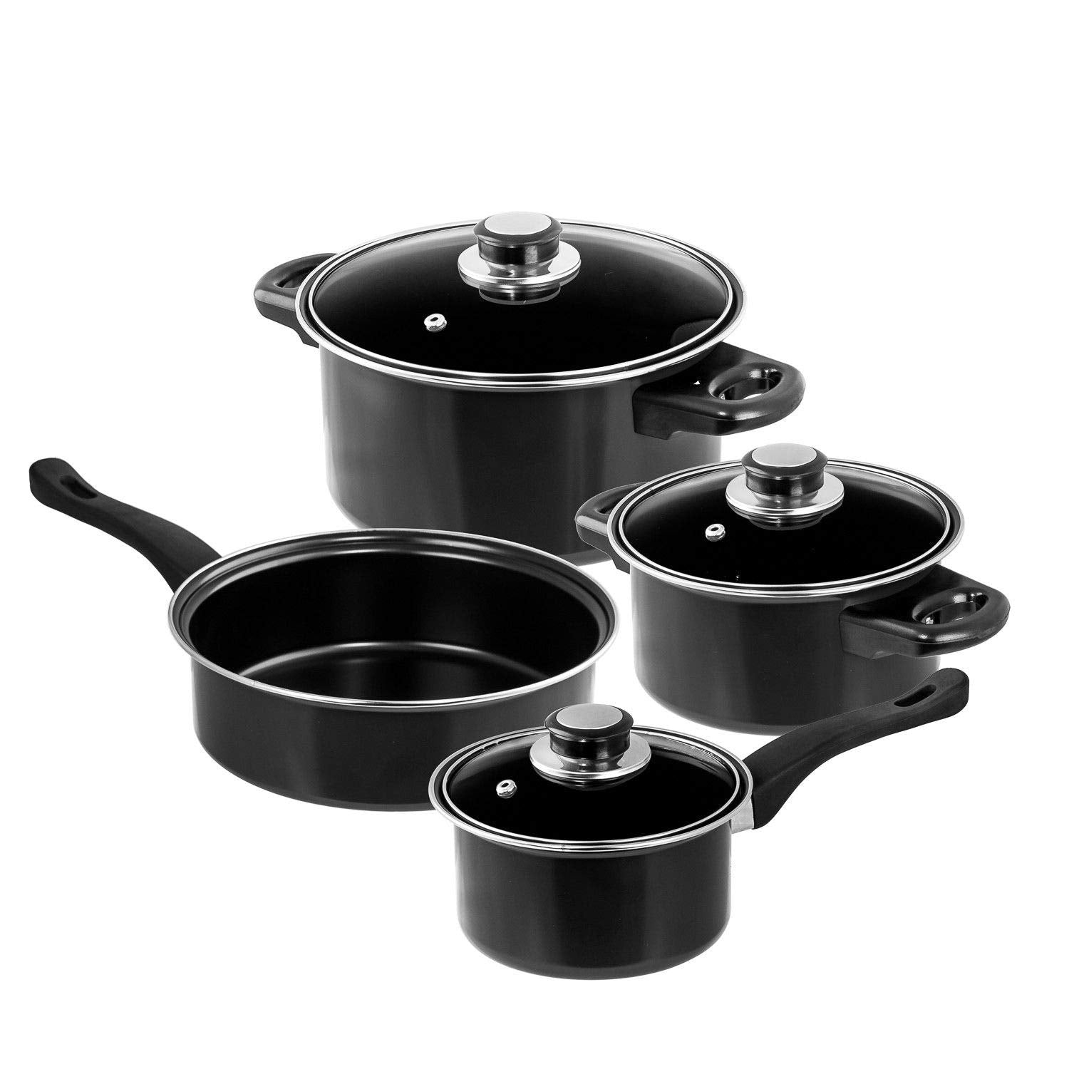 Imperial Home 7 Pc Carbon Steel Nonstick Cookware Set, Pots & Pans Set, Dishwasher Safe Cookware Set, Cooking Set, Kitchen Essen