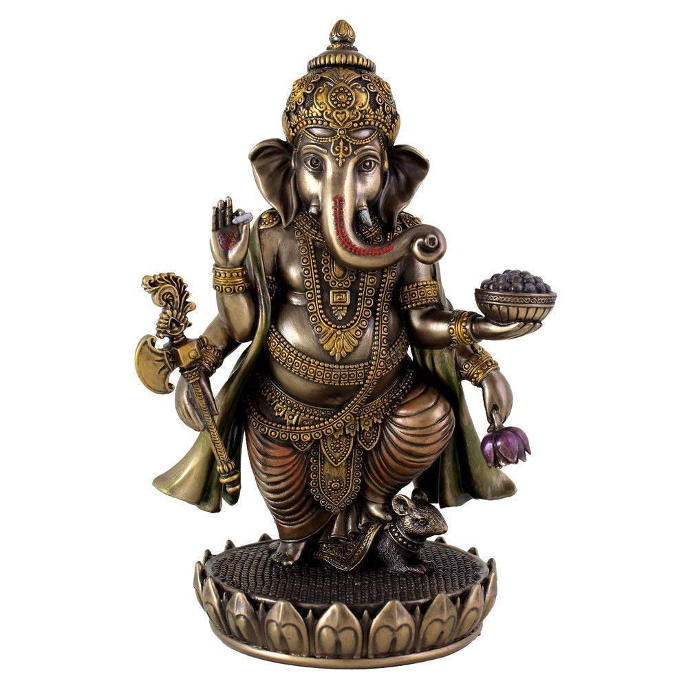Sri Krishna Culture-New Big Beautiful Standing Ganesh For Home Decoration-Height-8 Inches-Antique Finish-Resin