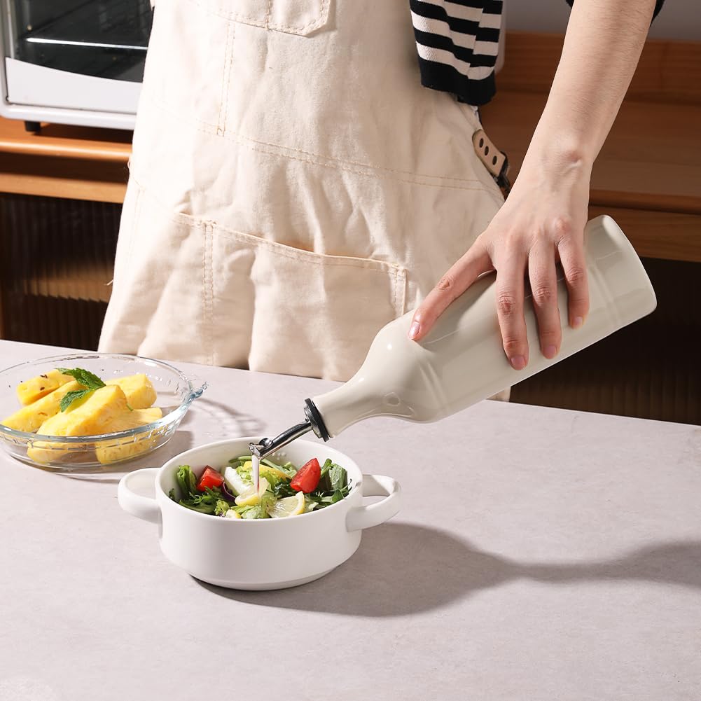 Sweejar Large Ceramic Olive Oil Dispenser Bottle, Opaque Oil Cruet Protects Oil To Reduce Oxidation, Storage Oil, Vinegar, Soy S