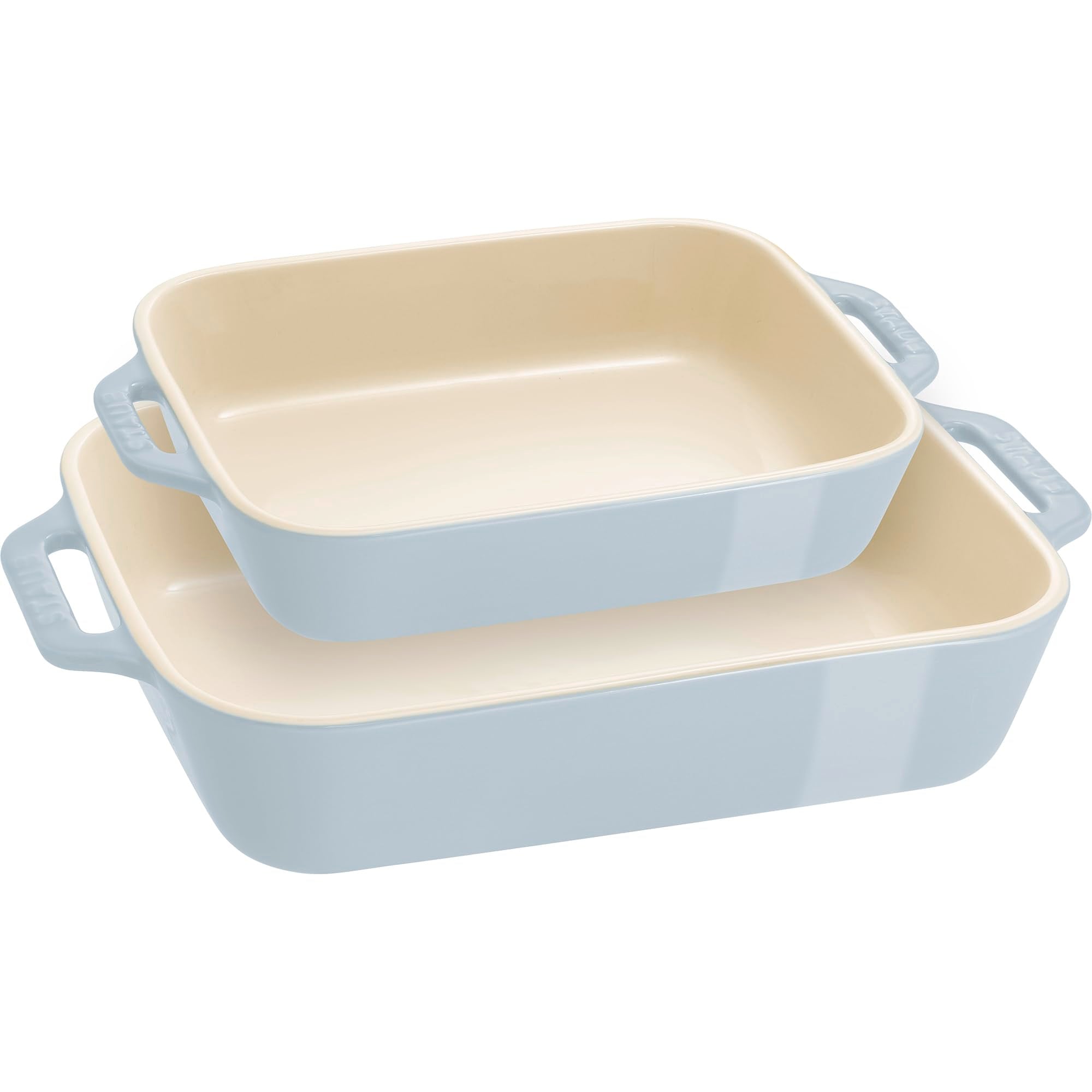 STAUB Ceramic 2pc Rectangular Baking Dish Set, Macaron Pastel Blue