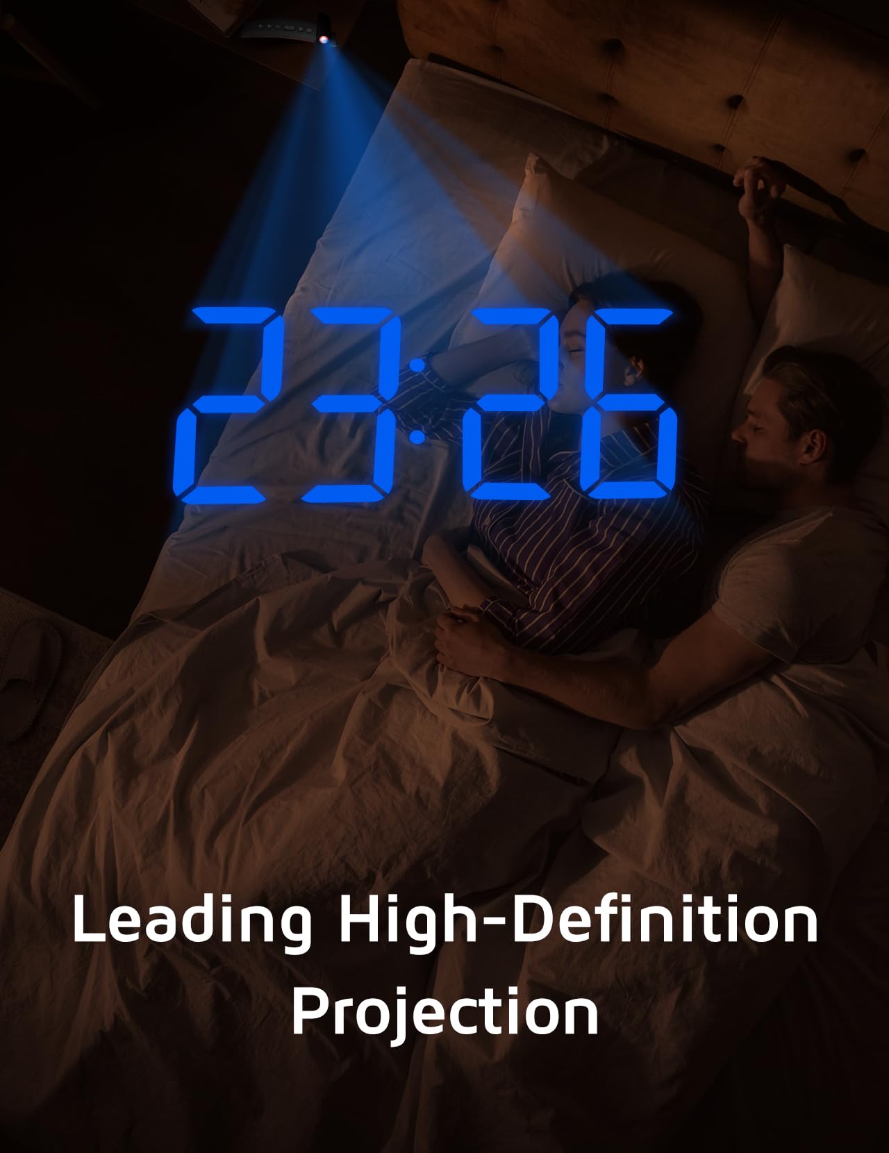 Projection Alarm Clock, Digital Clock With 180A Rotatable Projector, 3-Level Brightness Dimmer, Clear Led Display, Usb Charger,