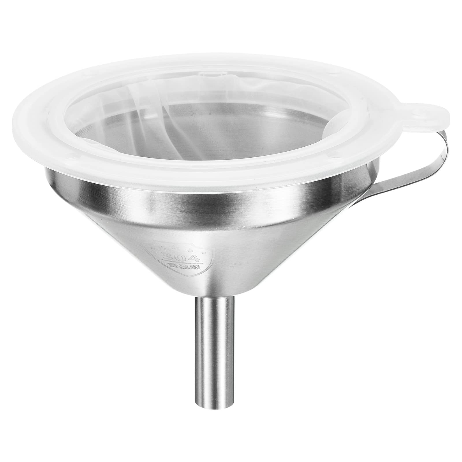 Patikil 5.1'' Dia Kitchen Funnel, Stainless Steel Kitchen Gadget With 400 Mesh Strainer For Juice, Coffee, Milk Filtration White
