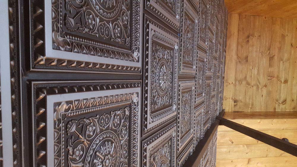 From Plain To Beautiful In Hours 223 La Scala PVC 2  x 2  Lay-in or Glue-up Ceiling Tile (Covers / 100 sq.ft), Antique Silver, 2