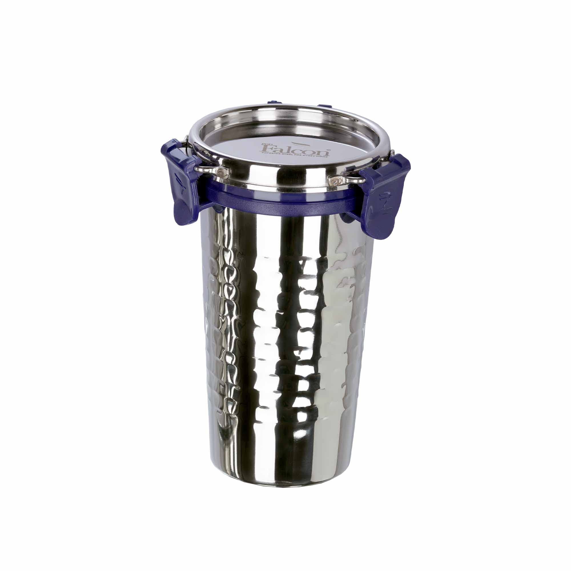 PDDFALCON Stainless Steel Eco Nxt Tumbler/Glass with Steel Lid and Extra clamp,100% Leakproof BIS Certified, Jindal Seal & Made 