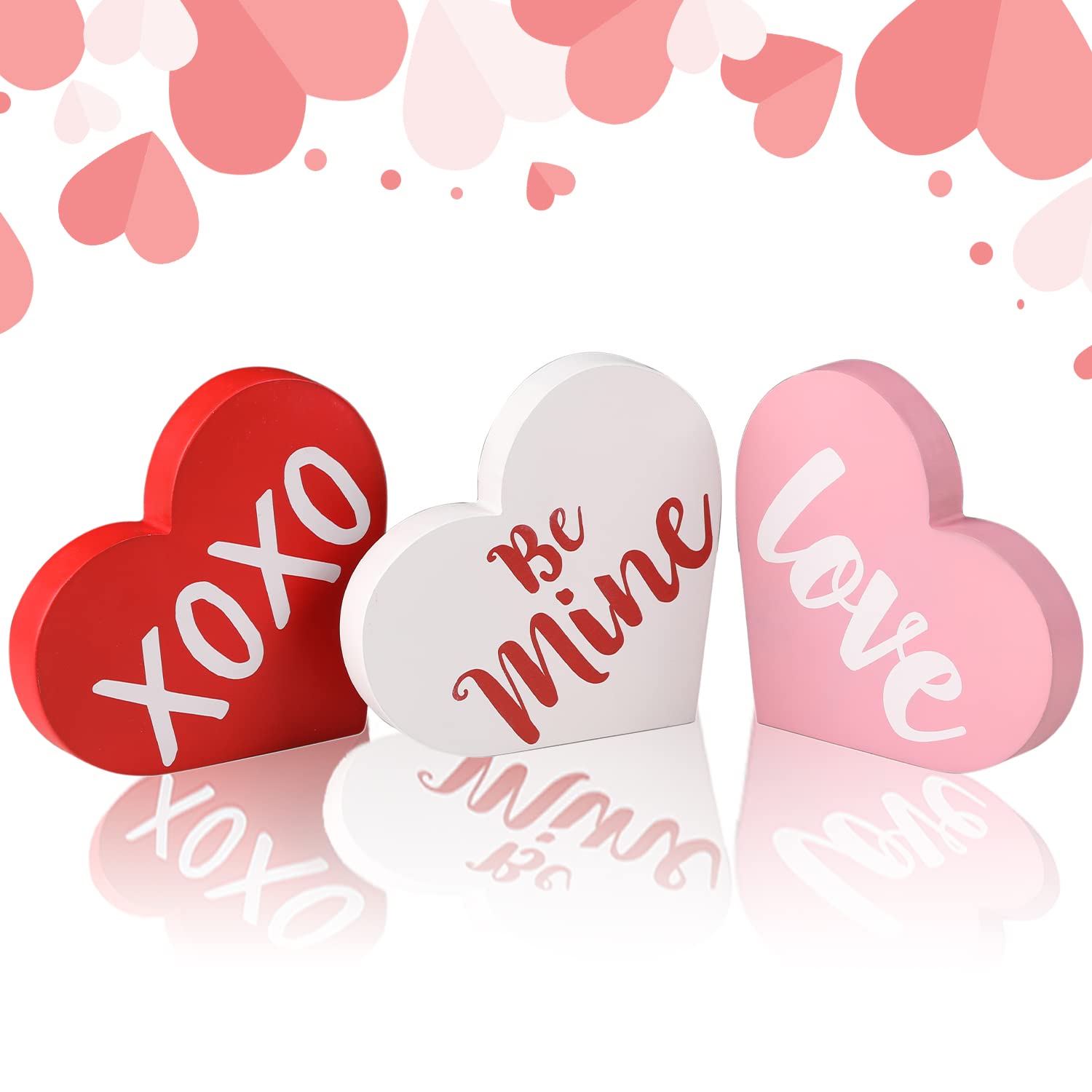 Valentines Day Decorations, Wood Heart Shaped Sign, Freestanding Table Decor for Tiered Trays, Romantic Wooden Home D  cor for 
