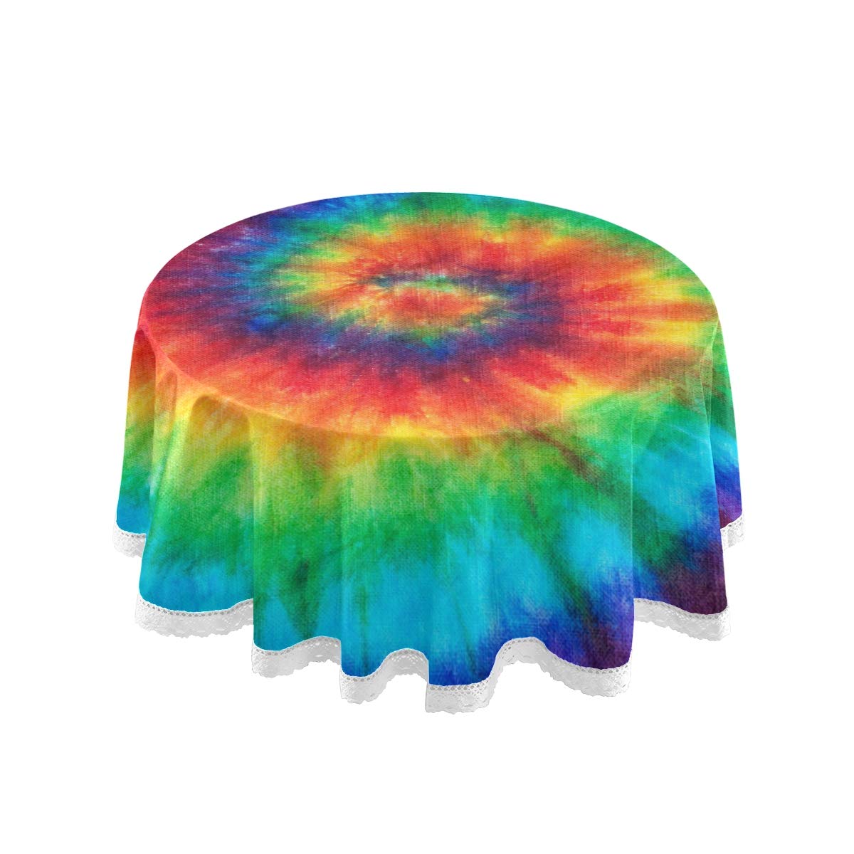 Moudou Tie Dye Round Tablecloth Stain Resistant Table Cloth Polyester Table Cover For Kitchen Dining Party Home Decor 60 Inch