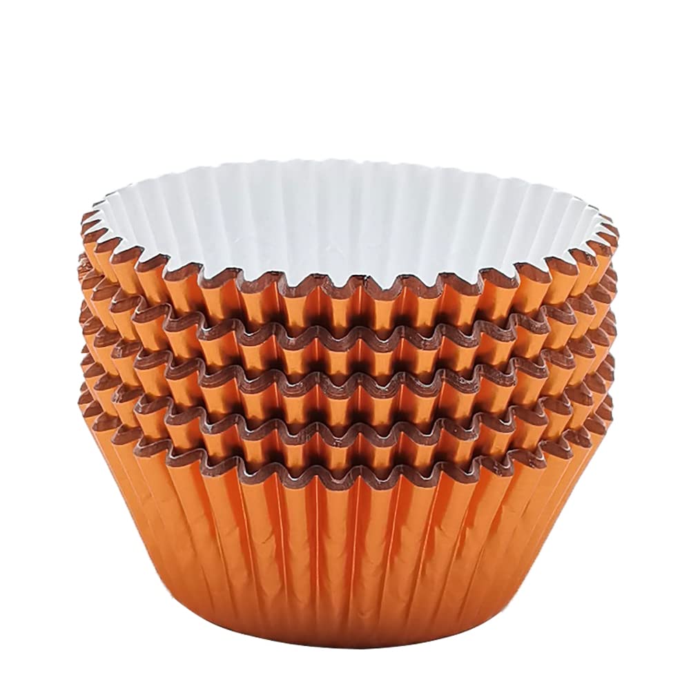 Mombake Standard Orange Foil Cupcake Liners Muffin Baking Cups For Party And More, 100-Count