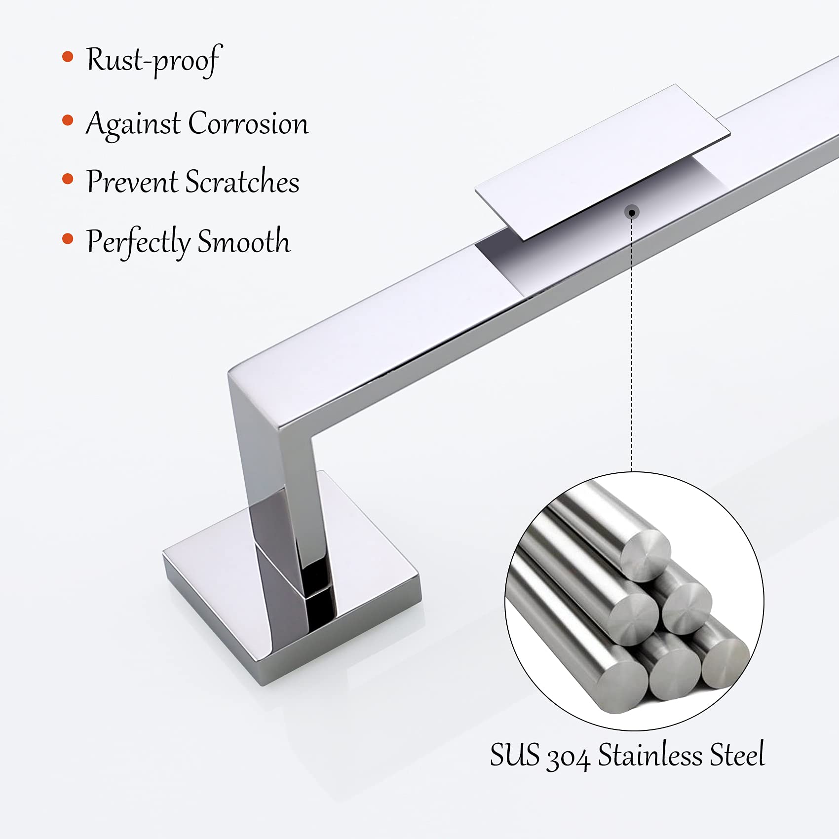 4-Piece Bathroom Hardware Set Chrome Bath Towel Bar Holder Sets Wall Mounted Stainless Steel Bathroom Accessory Kit  Polished Chrome 23.6 Inch