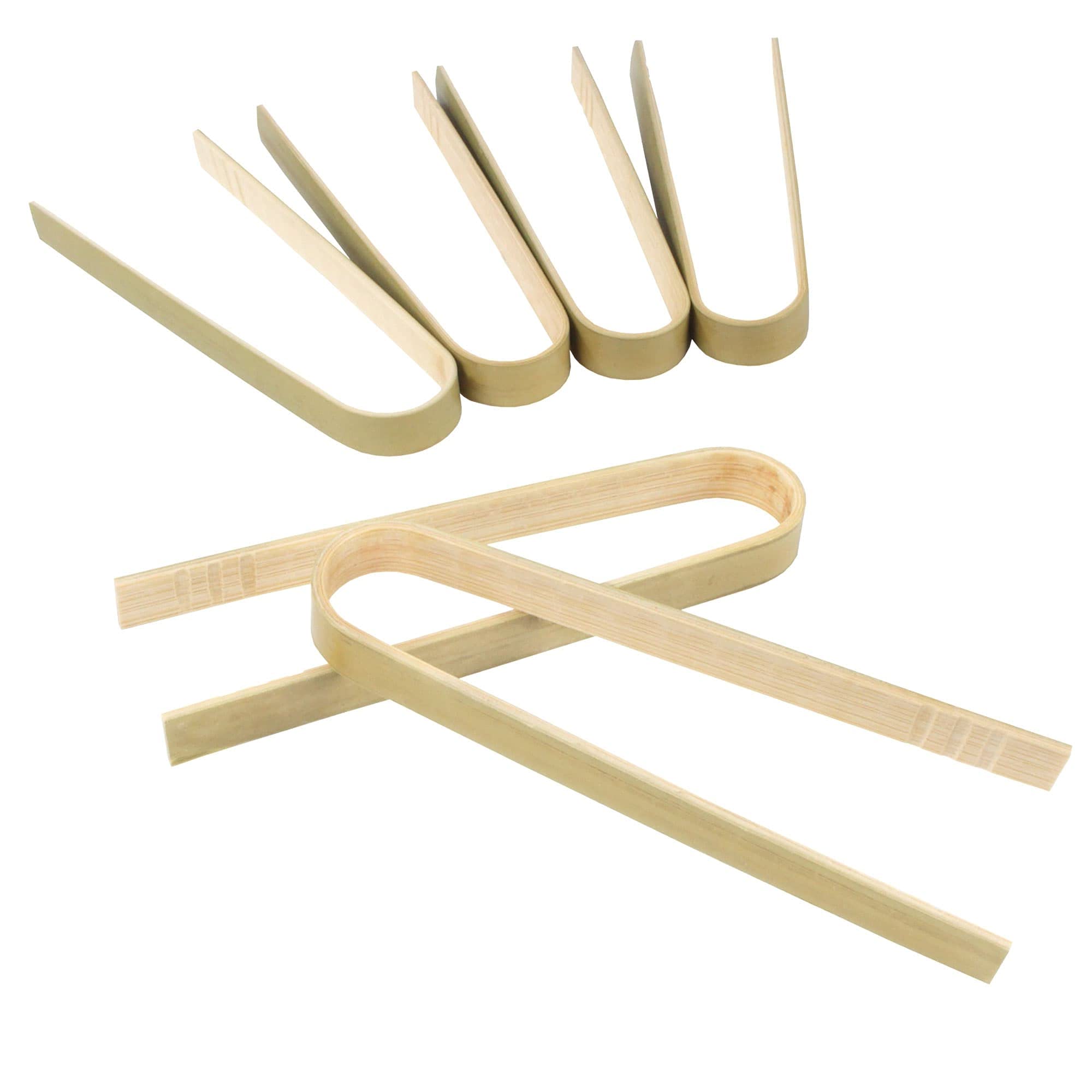 Bamboomn 3.9'' Mini Bamboo Disposable Tongs - Toast Tongs - 60 Pieces
