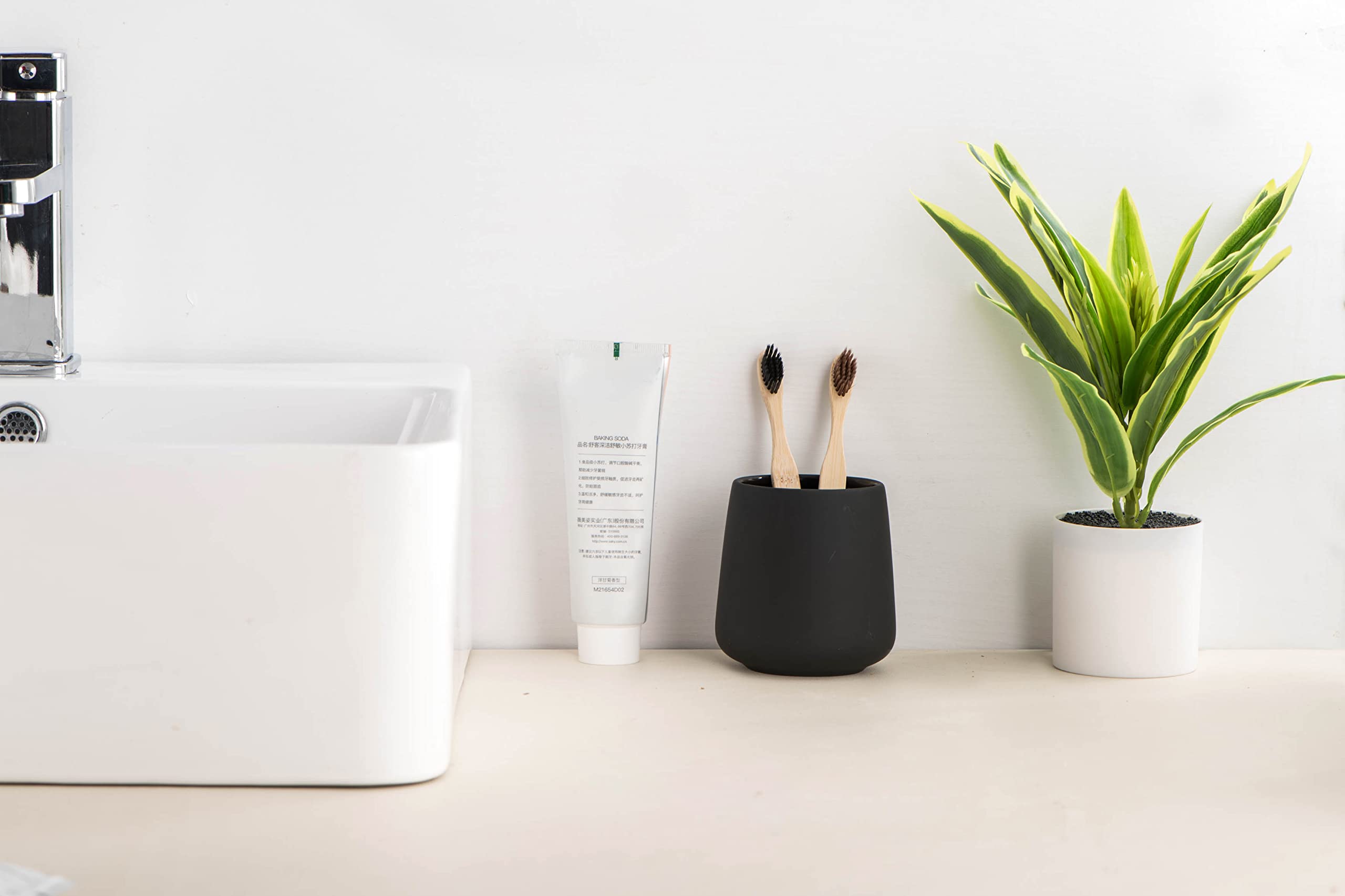 Matte Toothbrush Holder For Bathroom,Tooth Brush Holder,Modern Ceramic Toothbrush Cup As Toothpaste Holder,Bathroom Cup,Makeup B