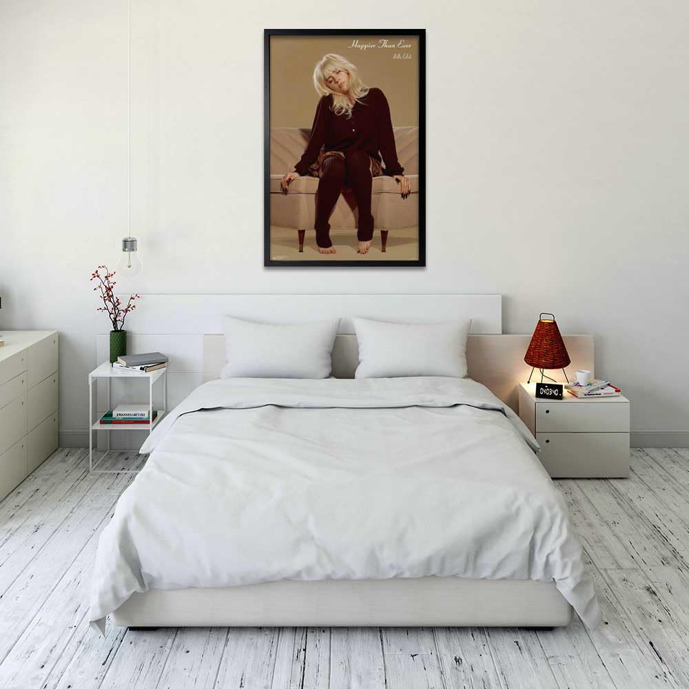 Billie Eilish - Happier Than Ever - Couch Poster - Officially Licensed - 24'' X 36'' With Frame Black Color