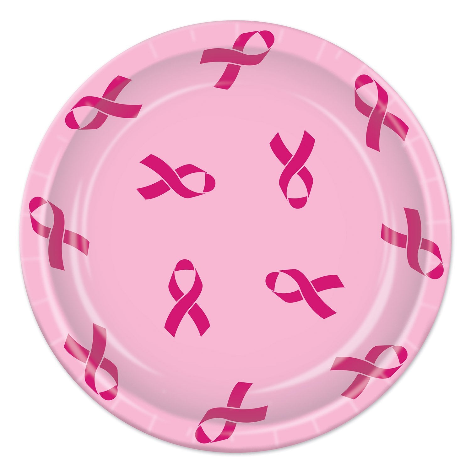 Beistle 58033 Pink Ribbon Round Plates, 8 Pcs
