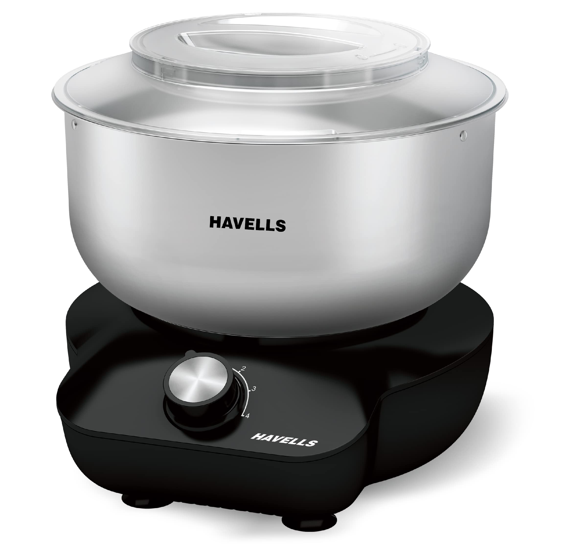 Havells Hygiene Grande Atta Kneader Dough Maker With 5L Ss Bowl, Up To 1 Kg Dough Maker, 4 Speed, Aluminium Dough Hook, Transpar
