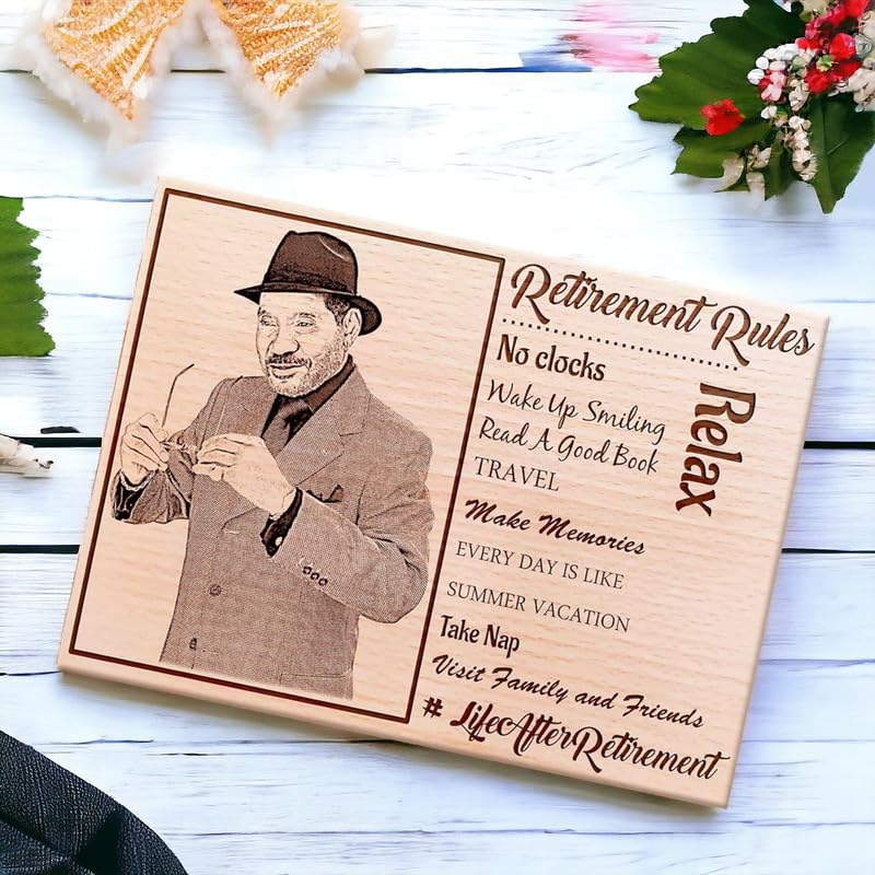 Incredible Gifts India Personalized Wooden Photo Frame Best Retirement Gift (7X5 Inches, Wood), Tabletop Rectangular