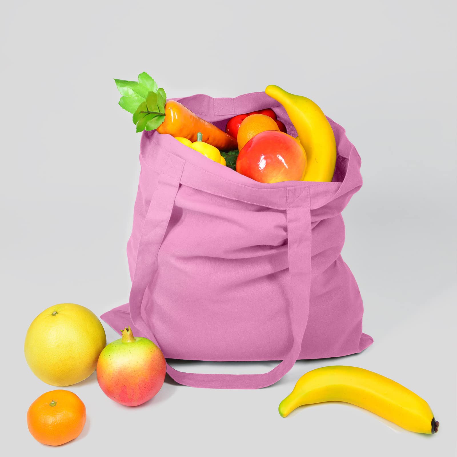 NPBAG 5 Pack 15'' X 16'' Baby Pink Cotton Tote Bags  Blank Bulk Cloth bags with 1pc of PTFE Teflon Sheet