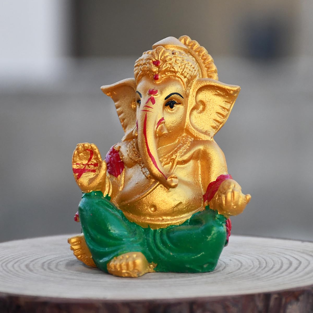 Saugat Traders Gold Ganesh Ji Murti For Car Dashboard Home Temple Ganesha Idol Showpiece Good Luck Gift Ganpati Statue Diwali Gi